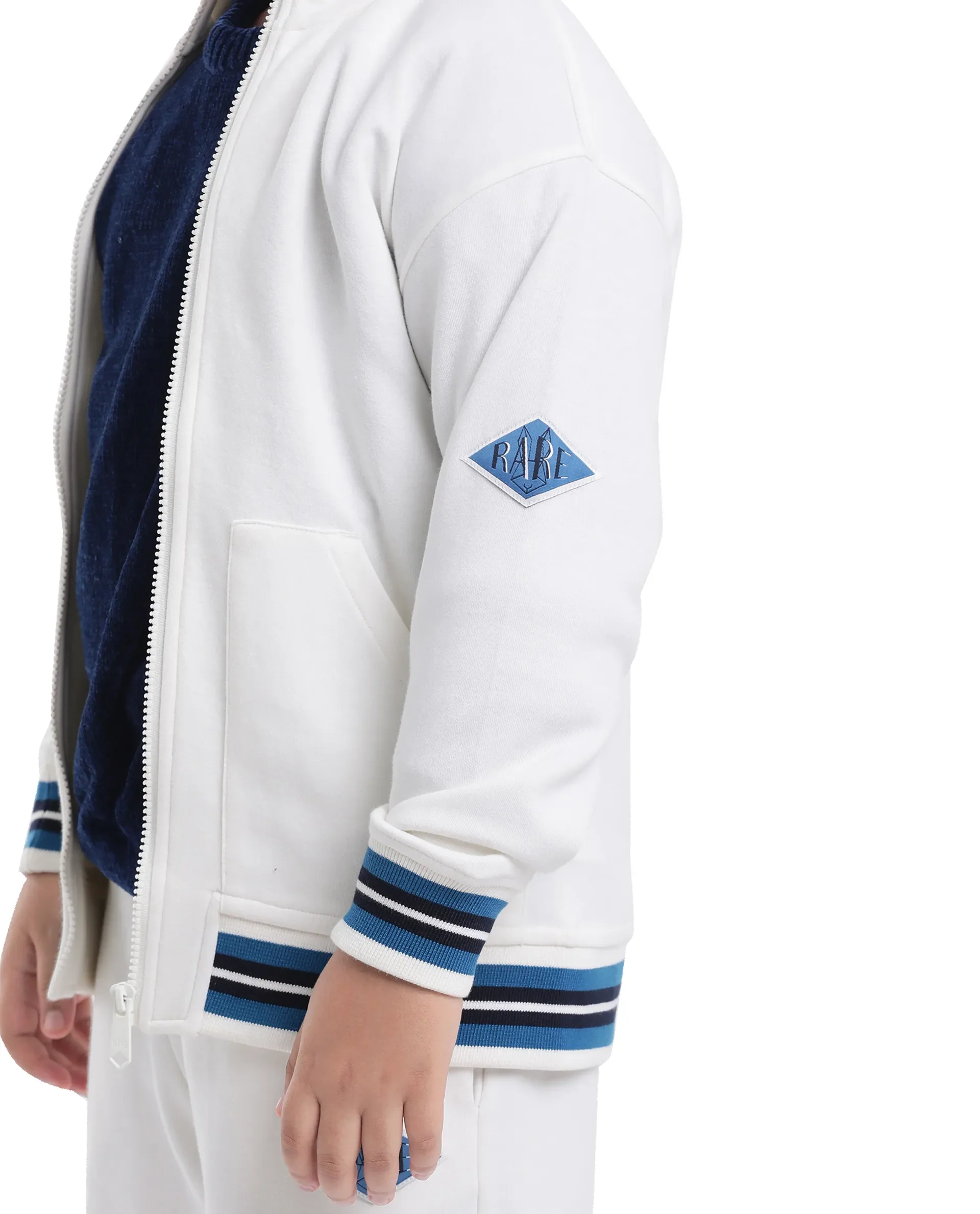 Rare Ones Kids Manttn White Cotton Poly Full Sleeve Applique Jacket - Image 7