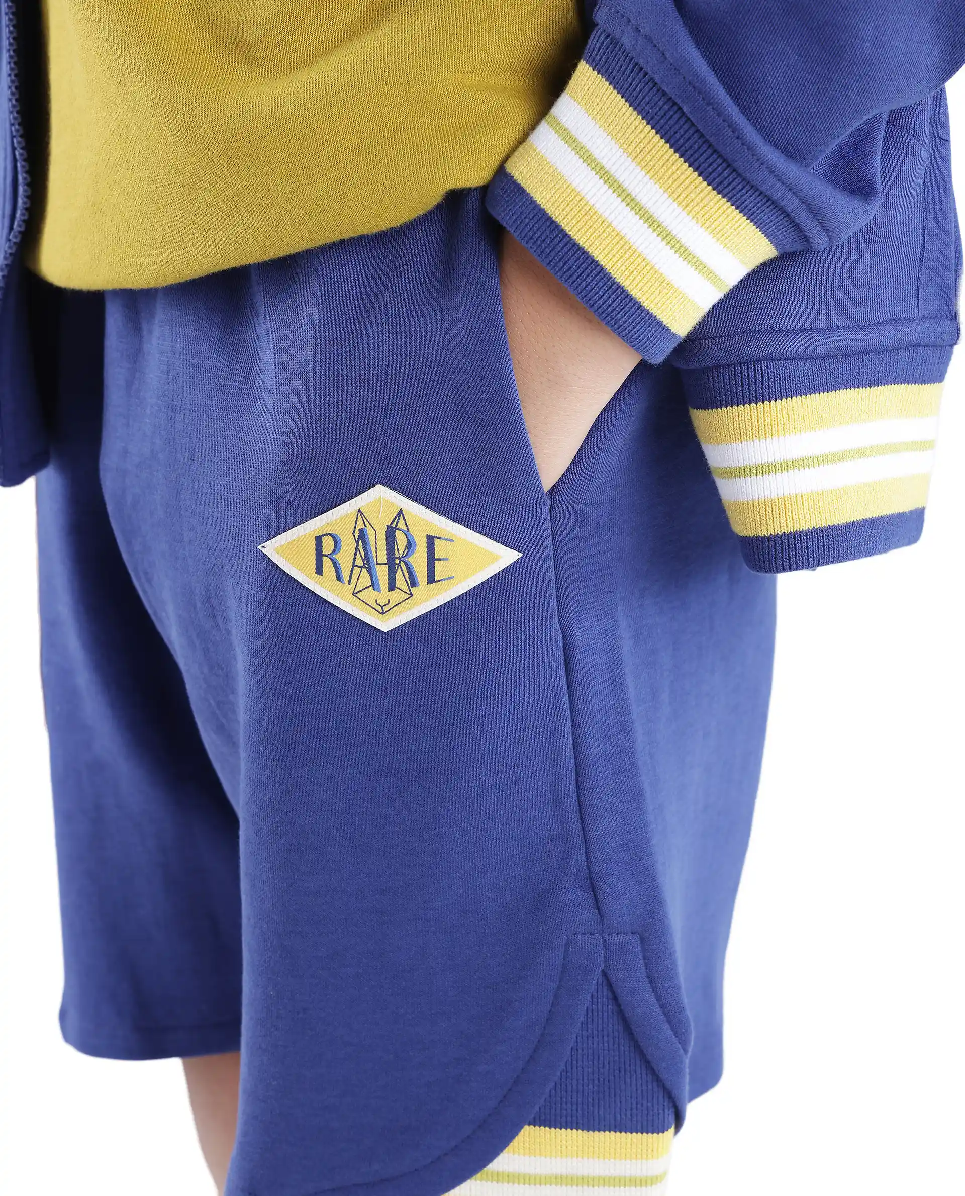 Rare Ones Kids Mantz Dark Blue Cotton Poly Drawstring Applique Short - Image 6