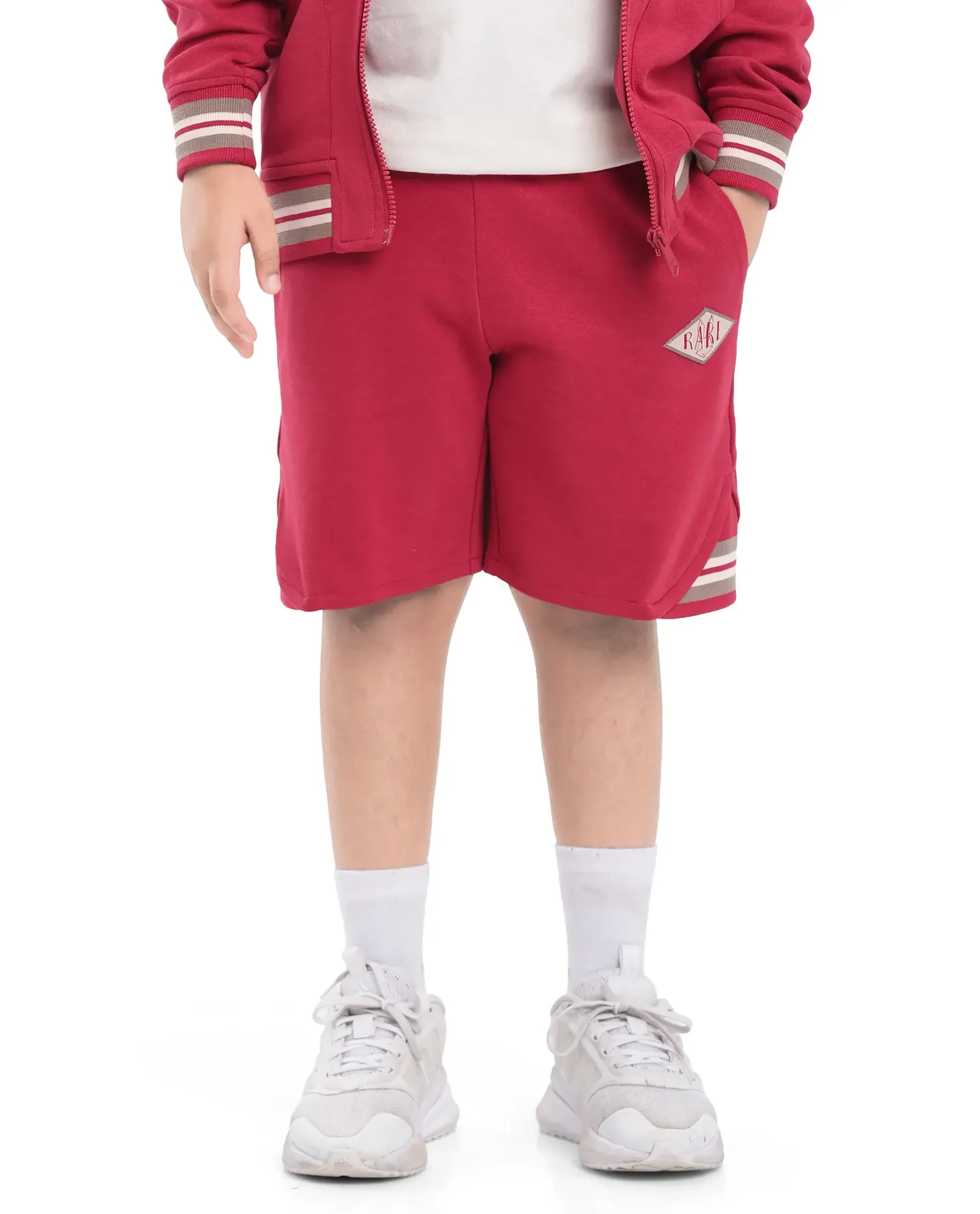 Rare Ones Kids Mantz Red Cotton Poly Drawstring Applique Short - Image 2