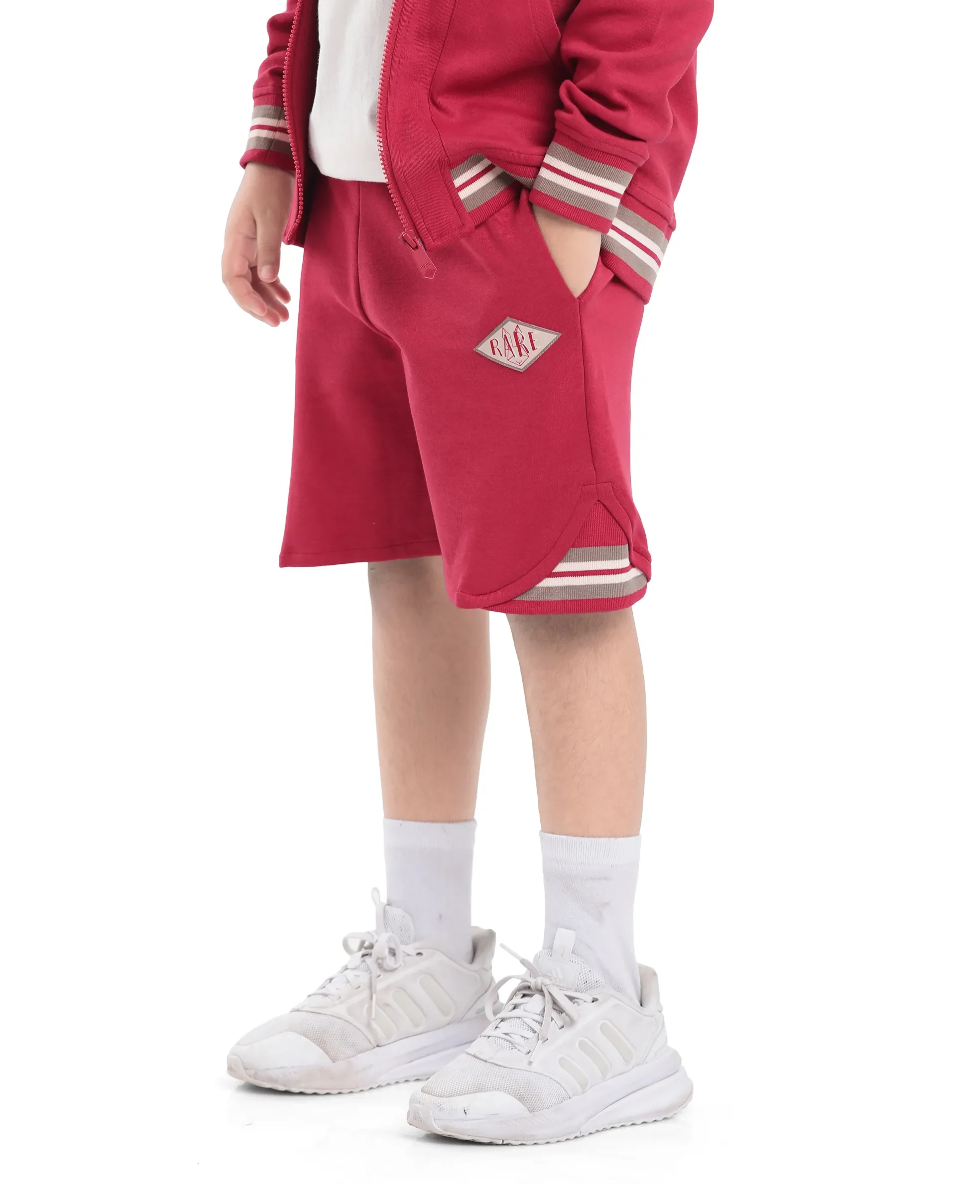 Rare Ones Kids Mantz Red Cotton Poly Drawstring Applique Short - Image 3