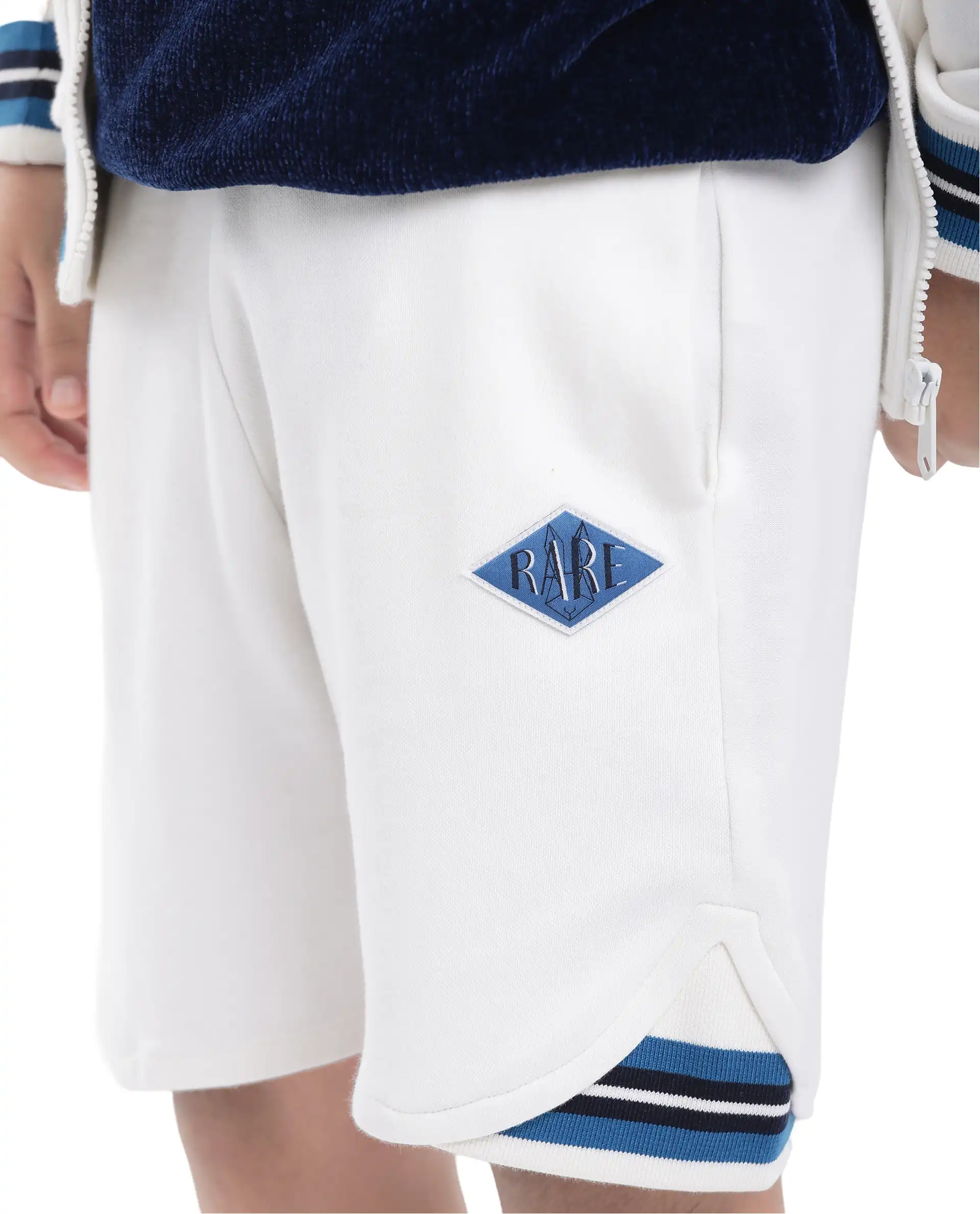 Rare Ones Kids Mantz White Cotton Poly Drawstring Applique Short - Image 6