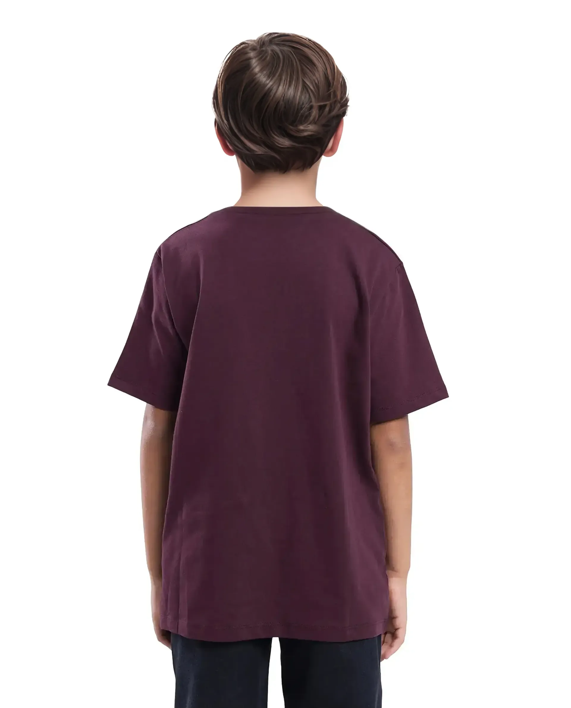 Rare Ones Kids Marn Maroon Cotton Blend Half Sleeve Slip-On Printed Regular Fit T-Shirt - Image 8