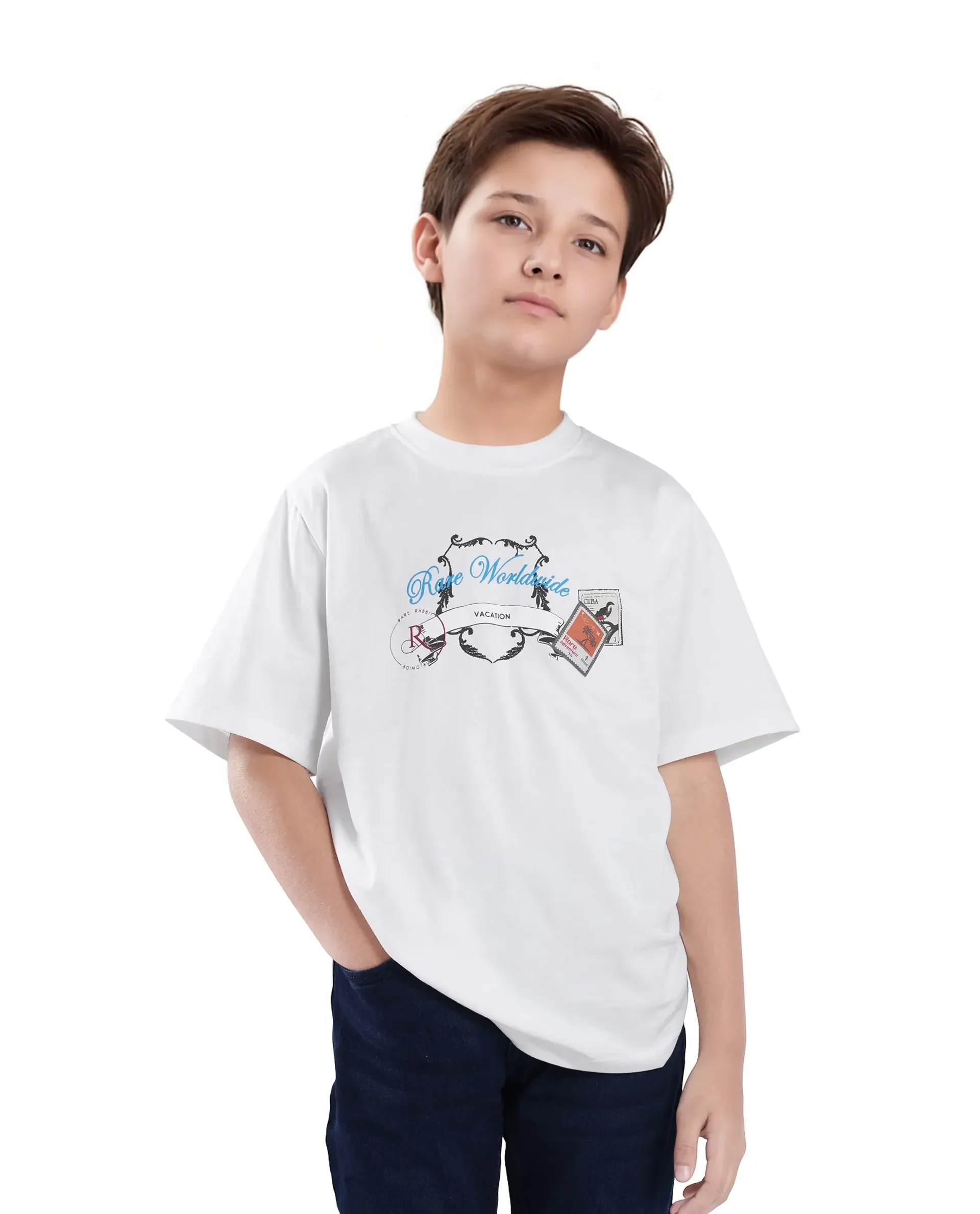 Rare Ones Kids Marn Off White Cotton Half Sleeve Printed Slip-On Closure Regular Fit T-Shirt