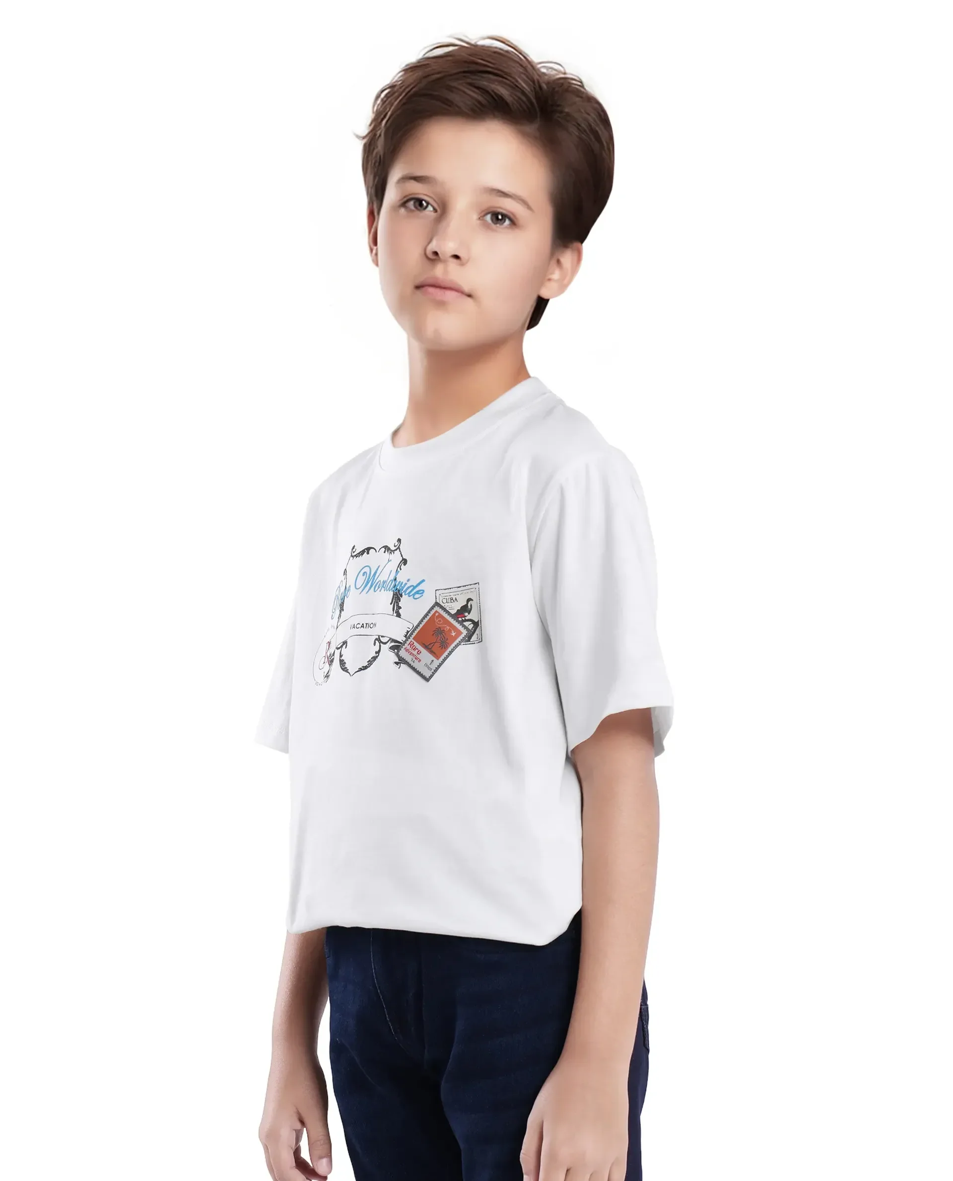 Rare Ones Kids Marn Off White Cotton Half Sleeve Printed Slip-On Closure Regular Fit T-Shirt - Image 5