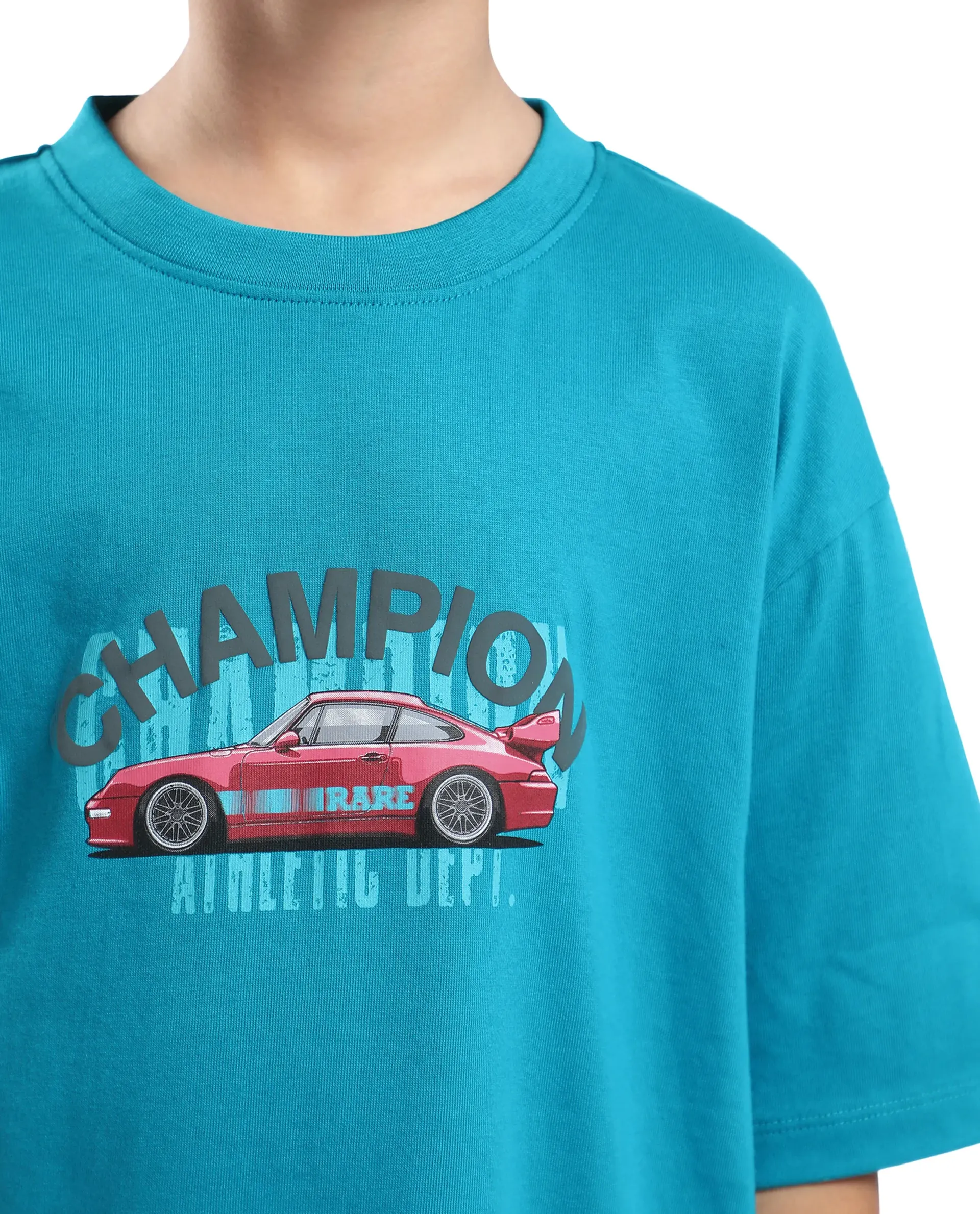Rare Ones Kids Max Turq Cotton Graphic Print Slip-On Oversized Fit T-Shirt - Image 3