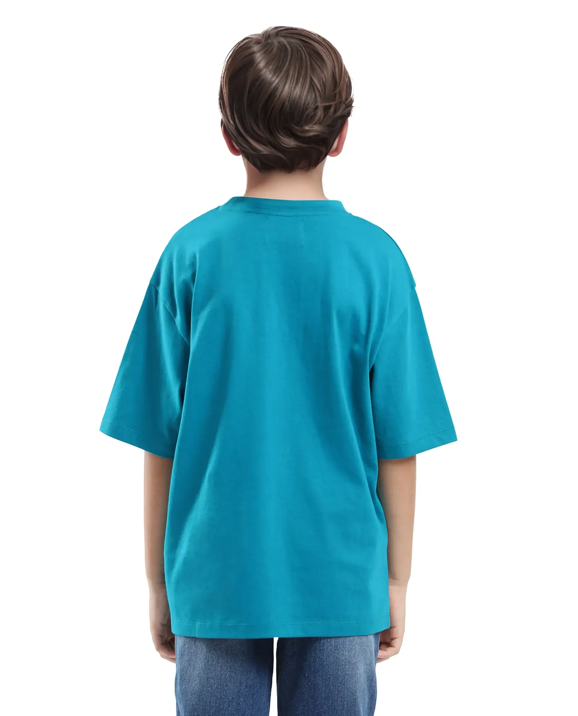 Rare Ones Kids Max Turq Cotton Graphic Print Slip-On Oversized Fit T-Shirt - Image 6