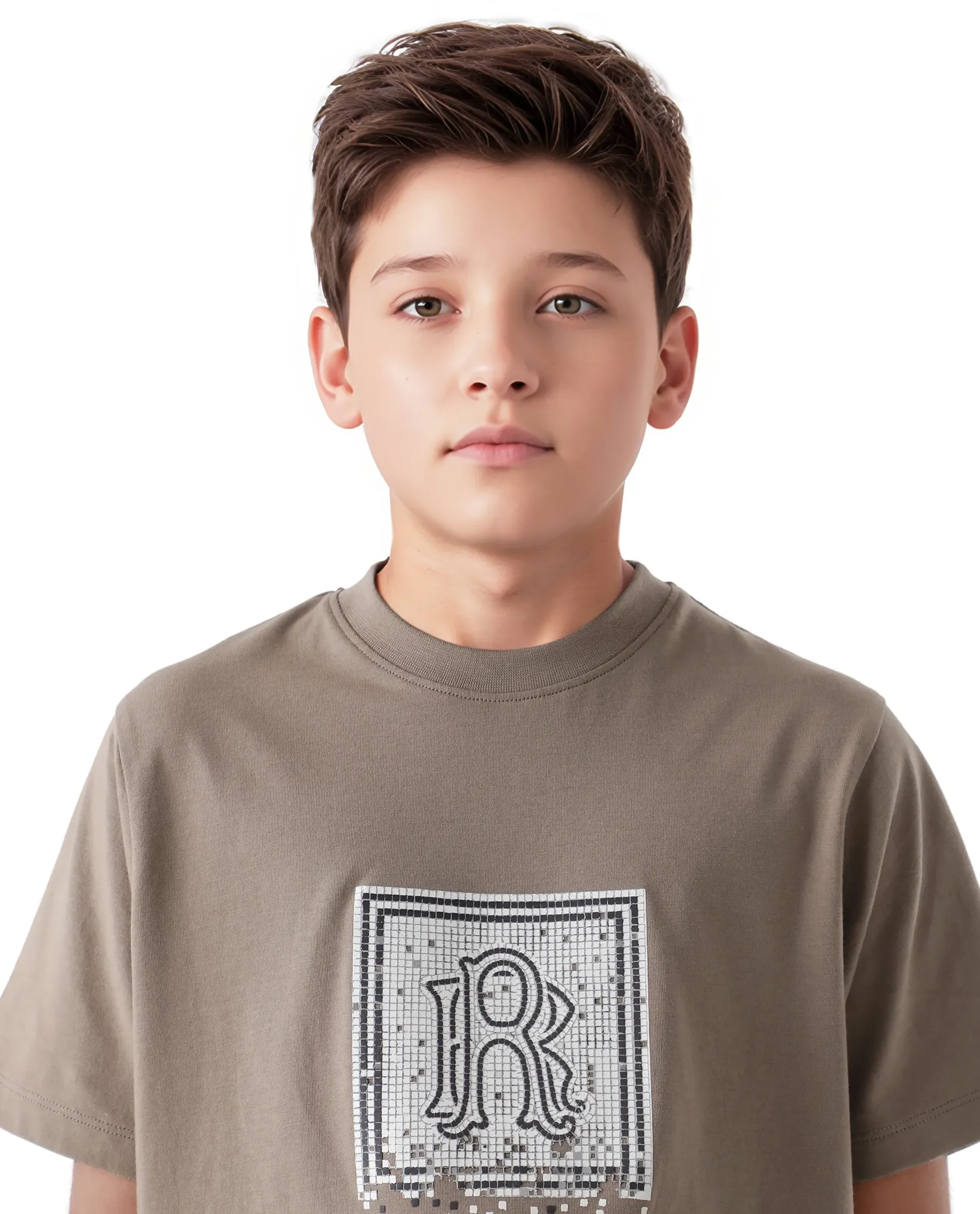 Rare Ones Kids Mezoc-K Light Brown Cotton Printed Slip-On Regular Fit T-Shirt - Image 4