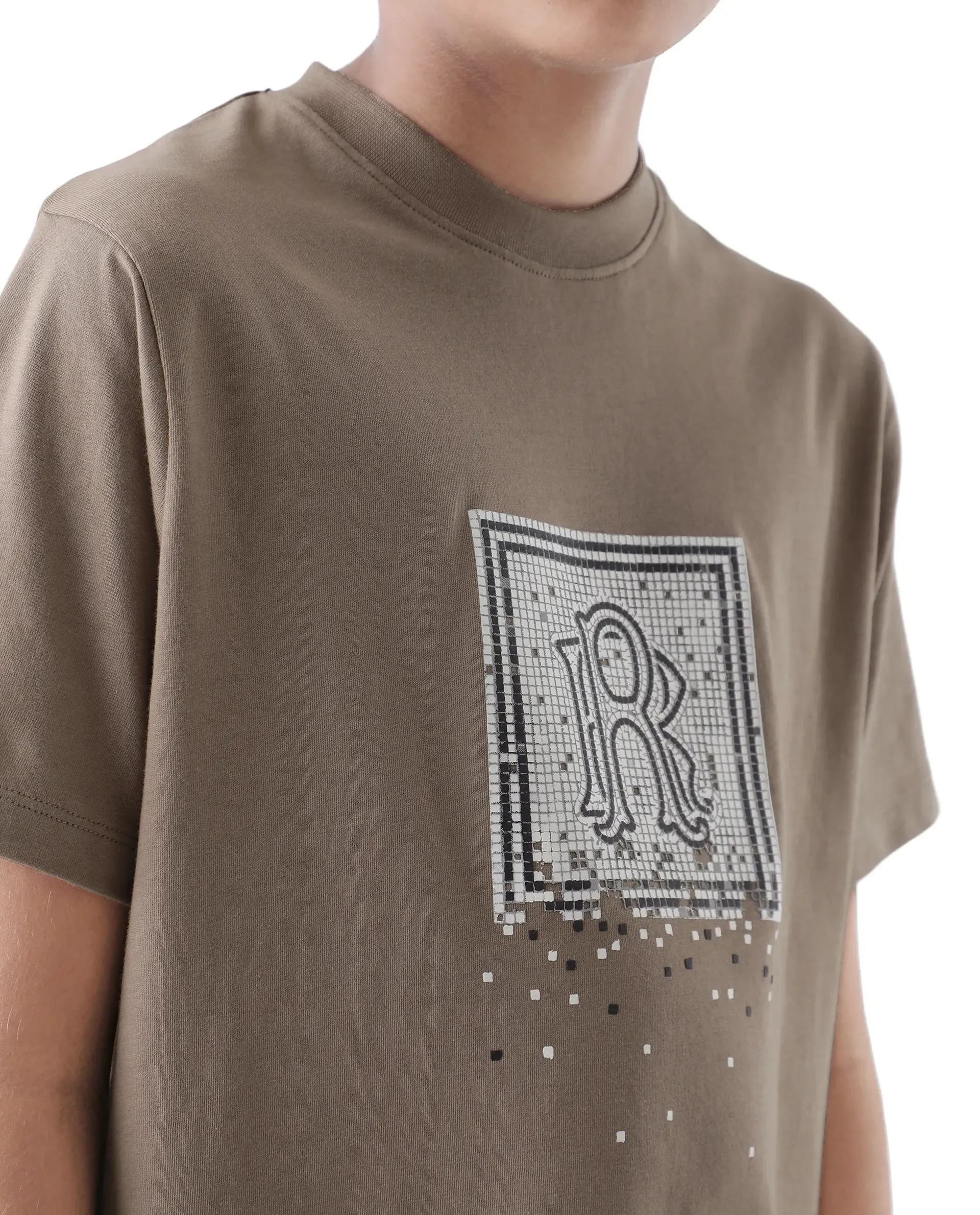 Rare Ones Kids Mezoc-K Light Brown Cotton Printed Slip-On Regular Fit T-Shirt - Image 5