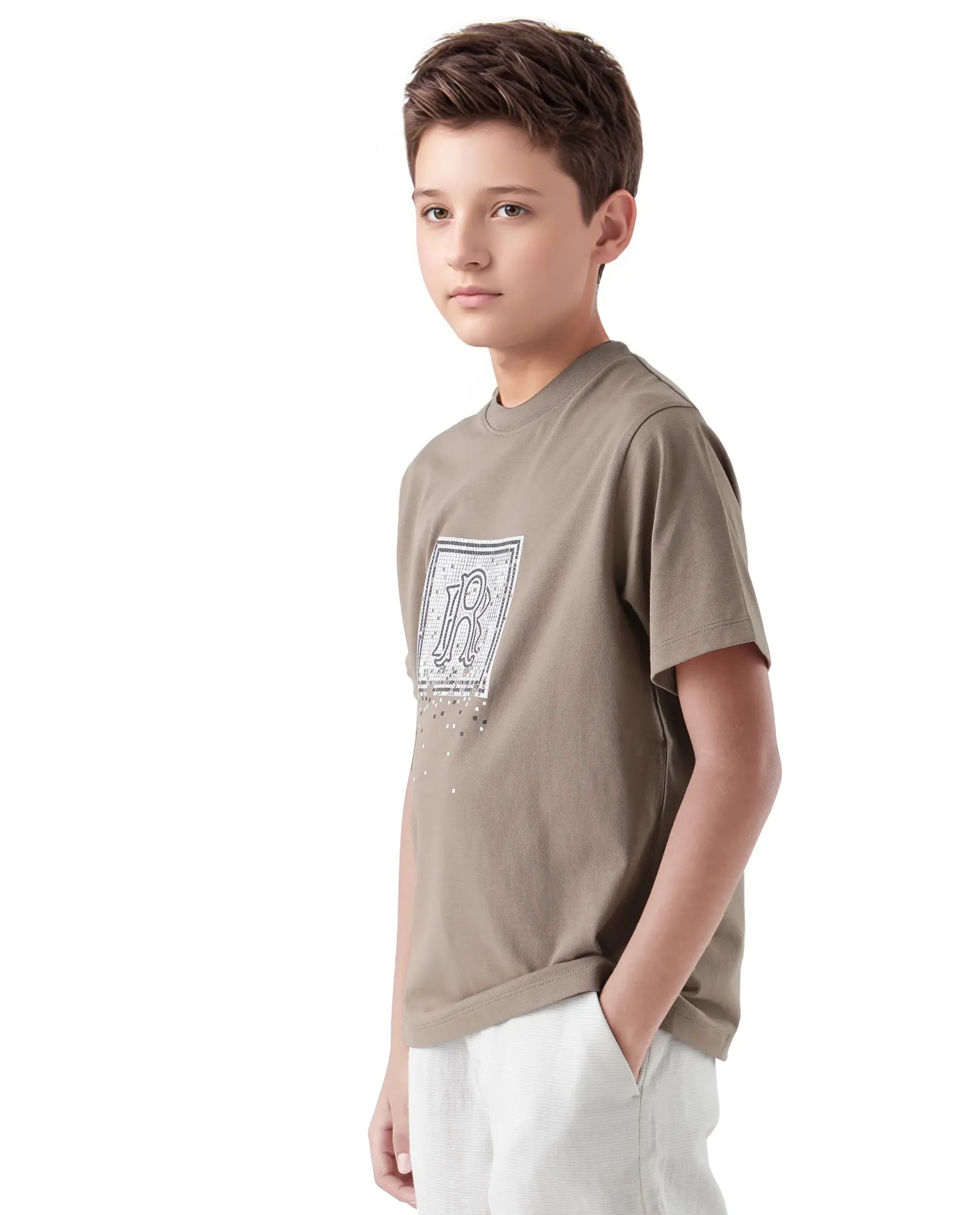 Rare Ones Kids Mezoc-K Light Brown Cotton Printed Slip-On Regular Fit T-Shirt - Image 6