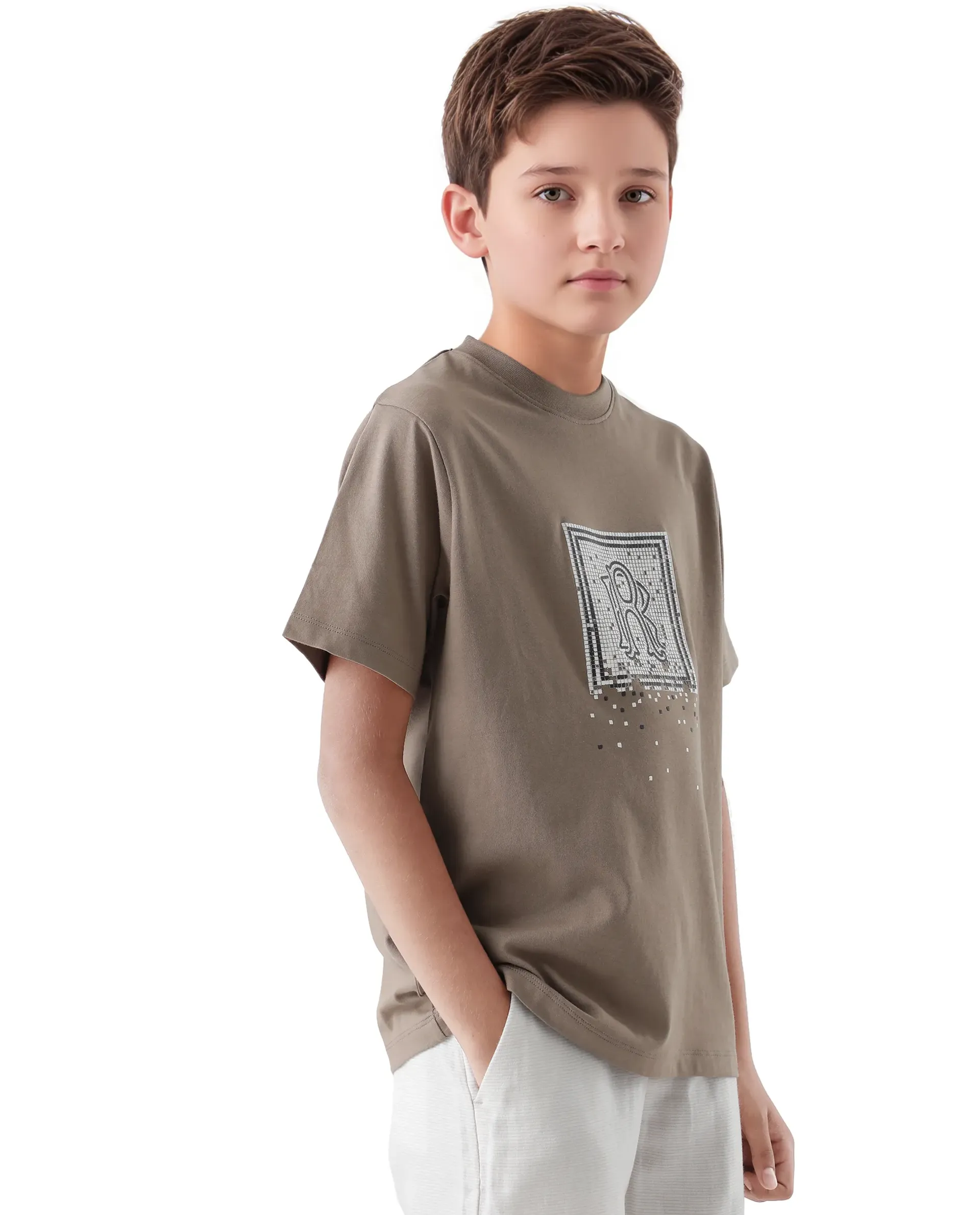 Rare Ones Kids Mezoc-K Light Brown Cotton Printed Slip-On Regular Fit T-Shirt - Image 7