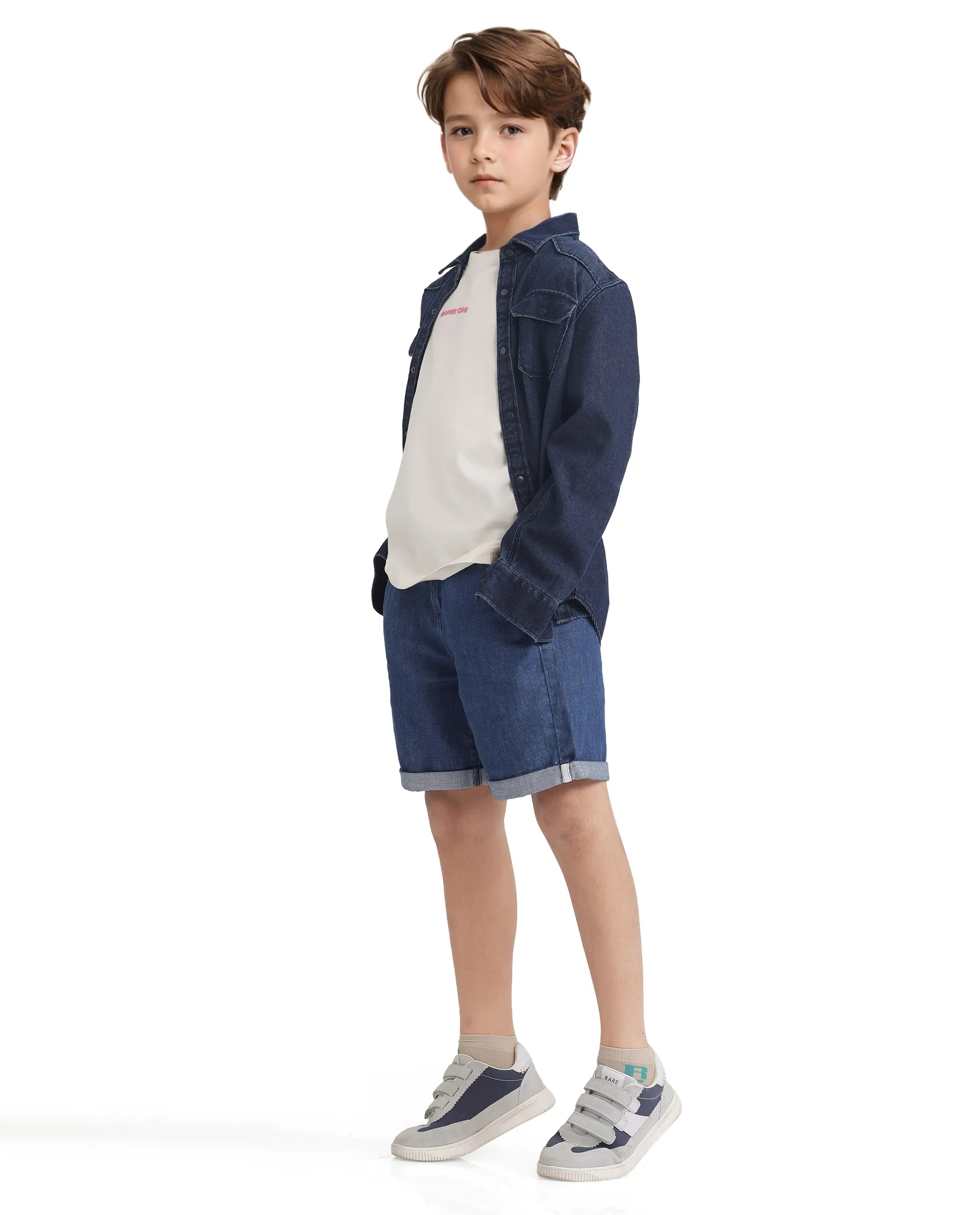 Rare Ones Kids Mike Navy Cotton Drawstring Closure Solid Short - Image 2