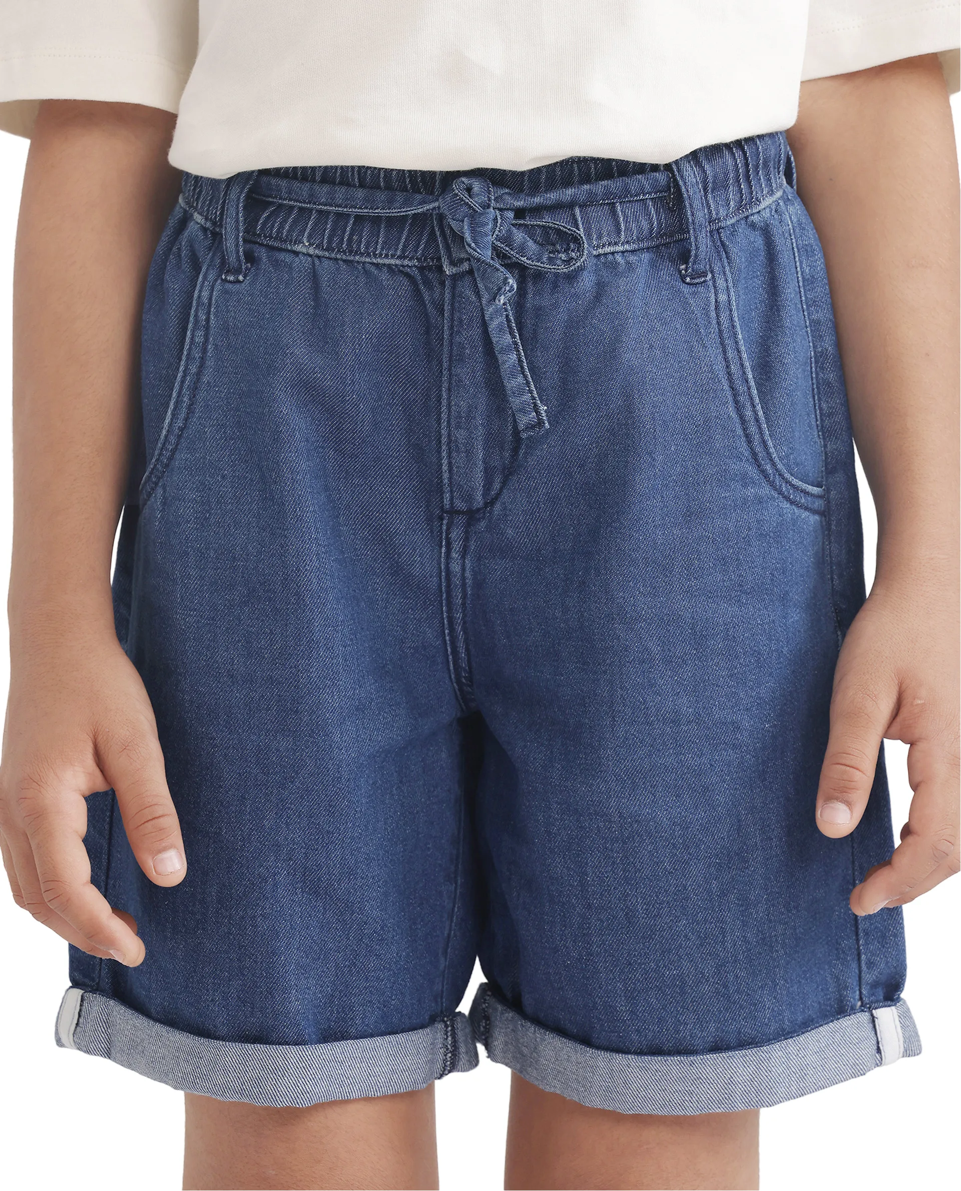 Rare Ones Kids Mike Navy Cotton Drawstring Closure Solid Short - Image 3