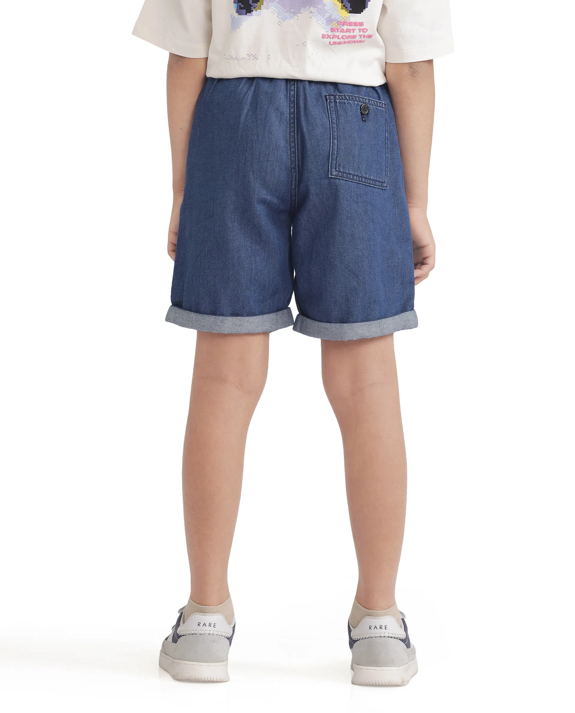 Rare Ones Kids Mike Navy Cotton Drawstring Closure Solid Short - Image 4