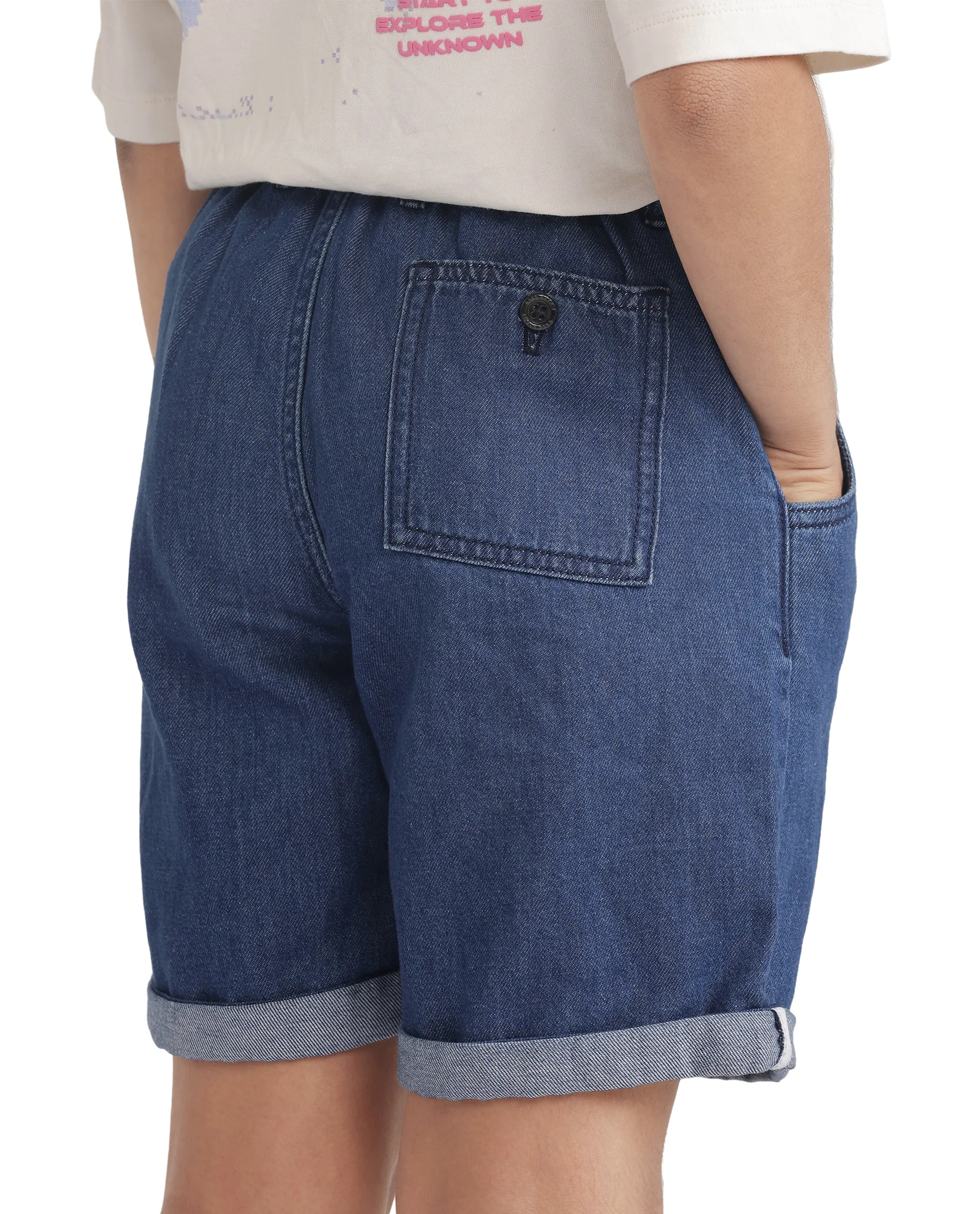 Rare Ones Kids Mike Navy Cotton Drawstring Closure Solid Short - Image 5