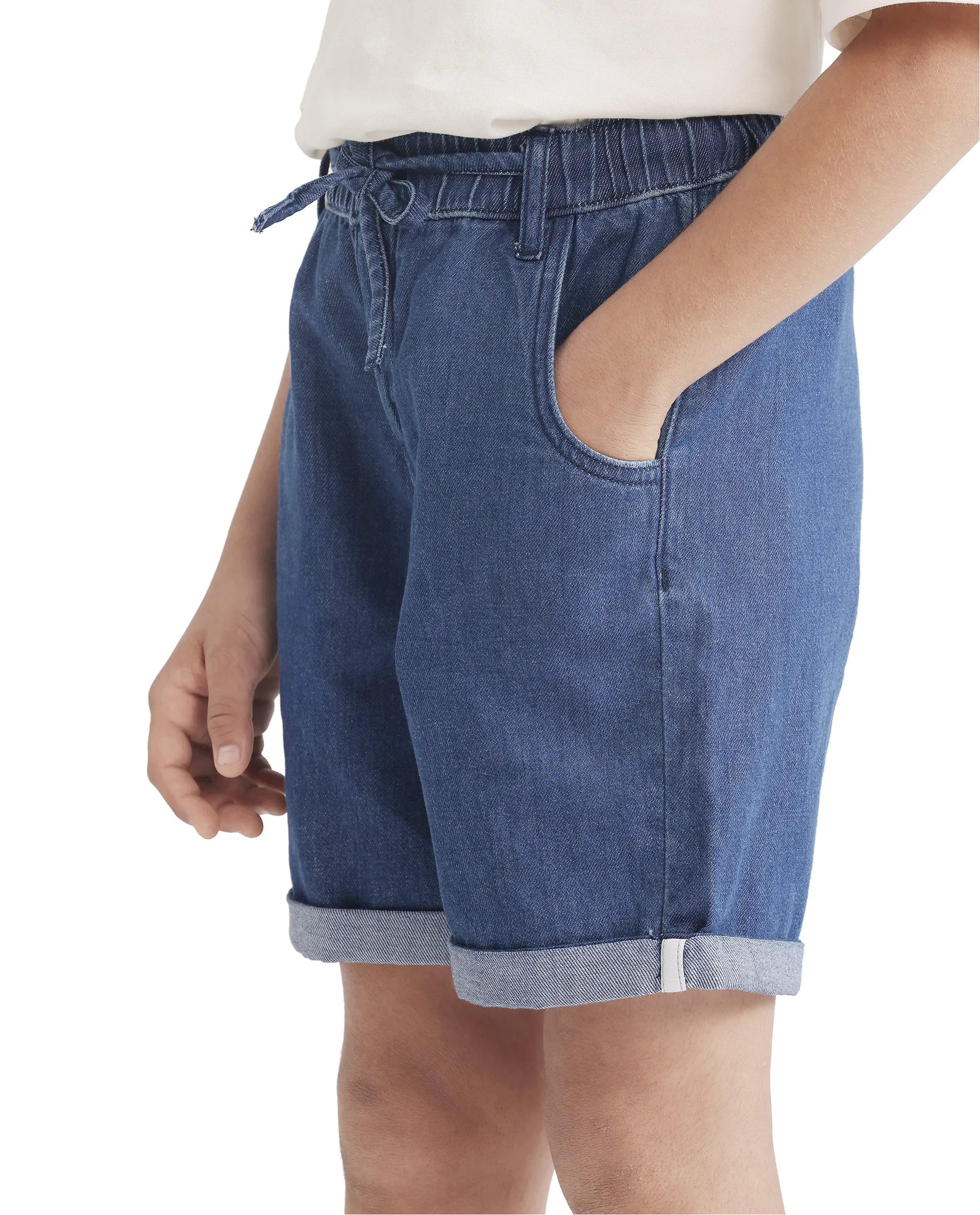 Rare Ones Kids Mike Navy Cotton Drawstring Closure Solid Short - Image 6