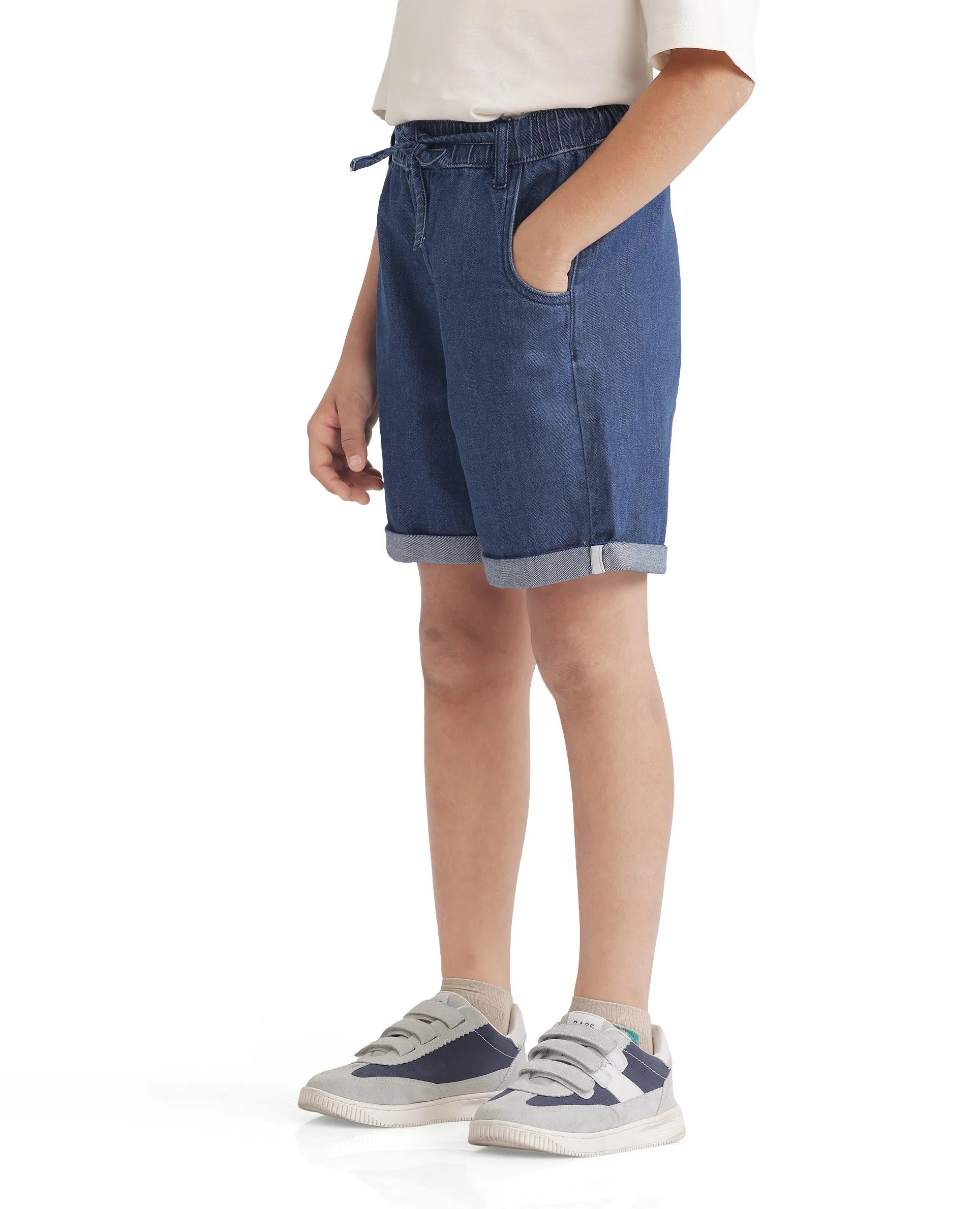 Rare Ones Kids Mike Navy Cotton Drawstring Closure Solid Short - Image 7