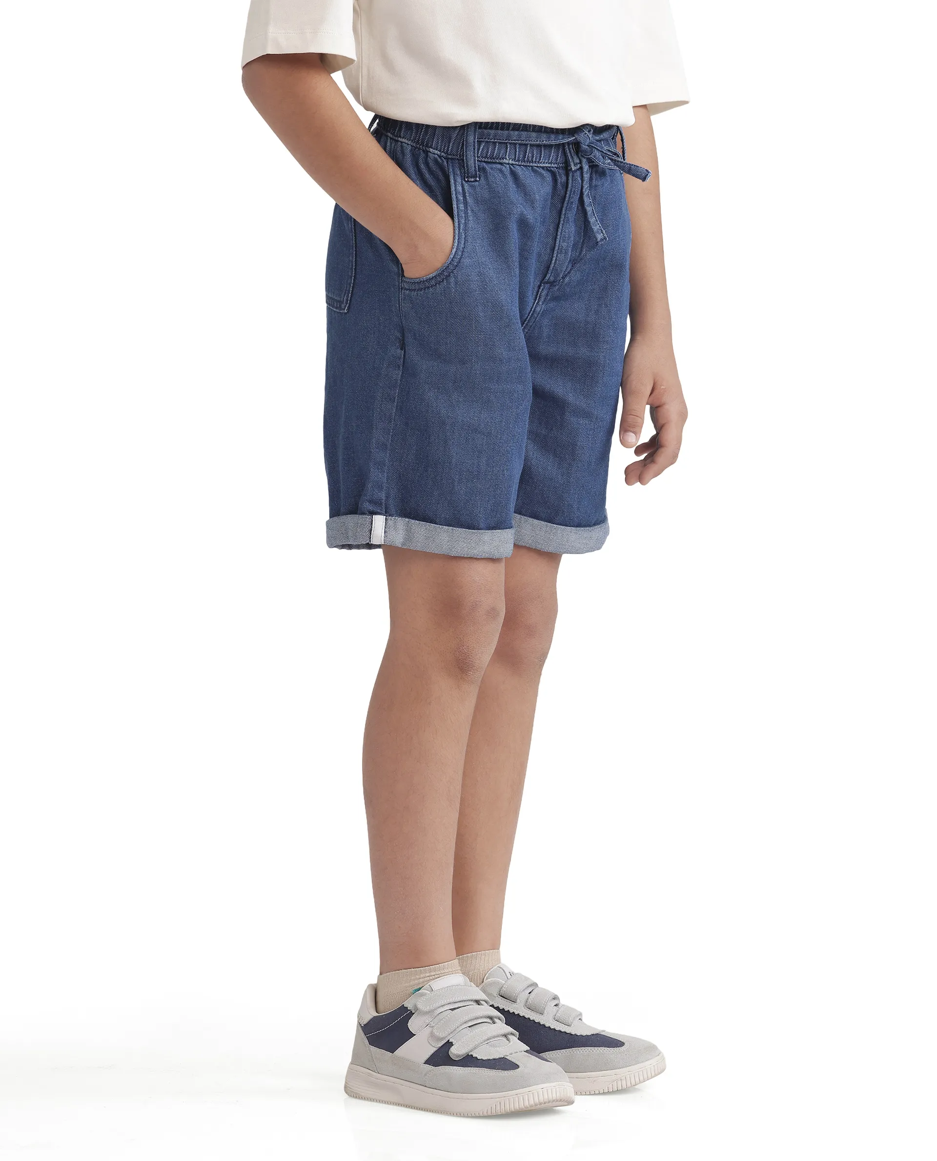 Rare Ones Kids Mike Navy Cotton Drawstring Closure Solid Short - Image 8