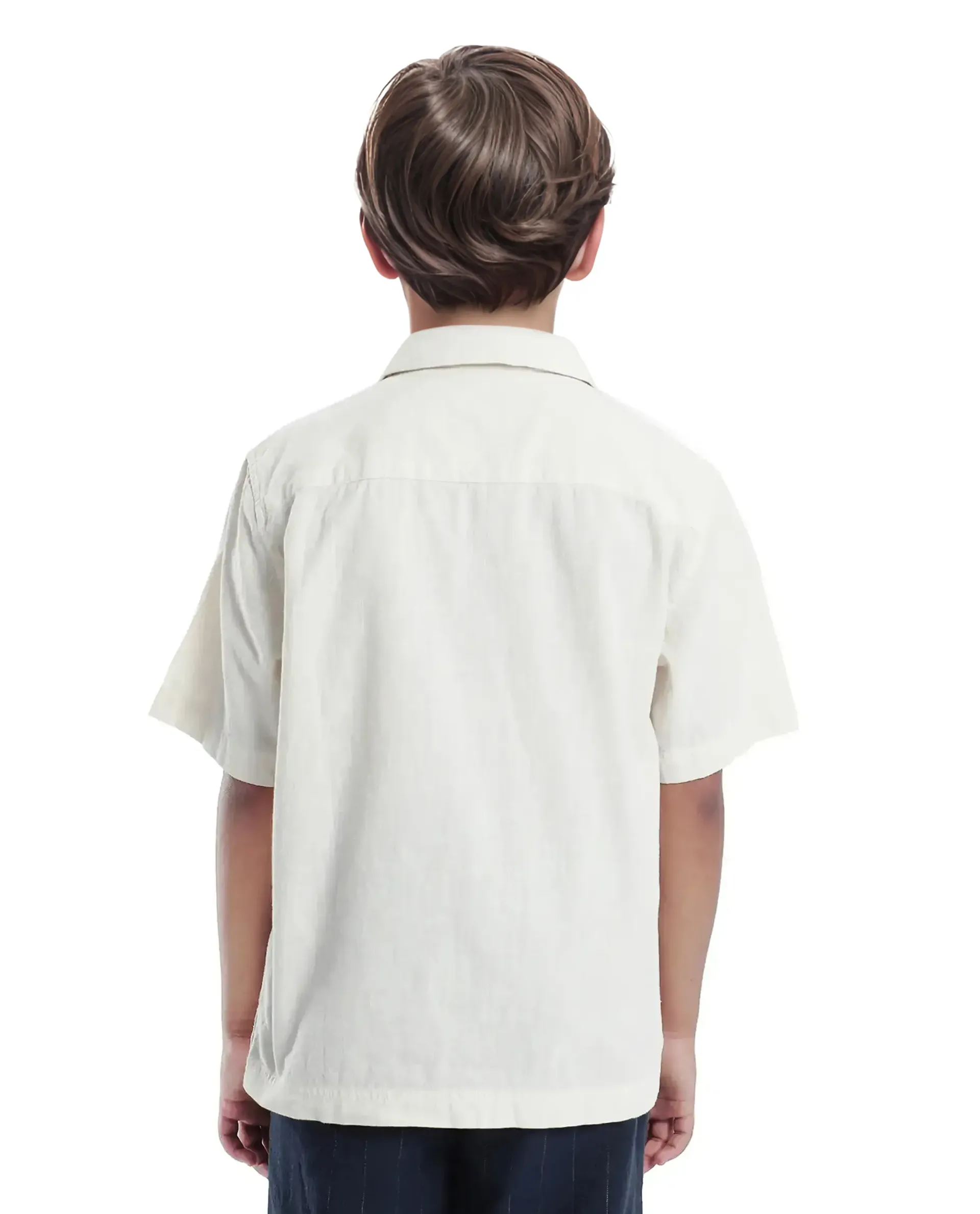 Rare Ones Kids Mila Light Beige Cotton Half Sleeve Embroidered Button Closure Regular Fit Shirt - Image 8