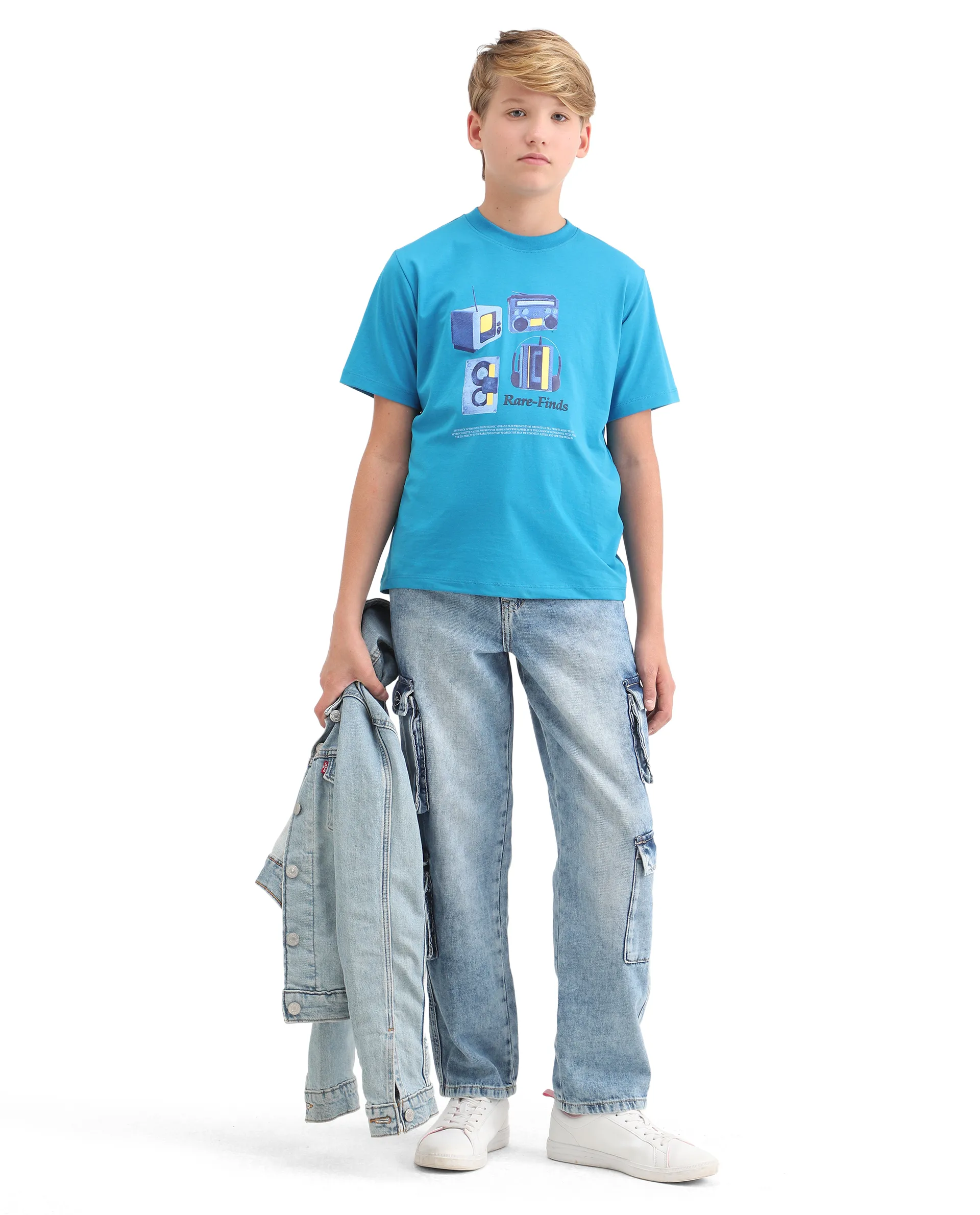 Rare Ones Kids Milo Blue Cotton Blend Short Sleeve Crew Neck Print T-Shirt - Image 2