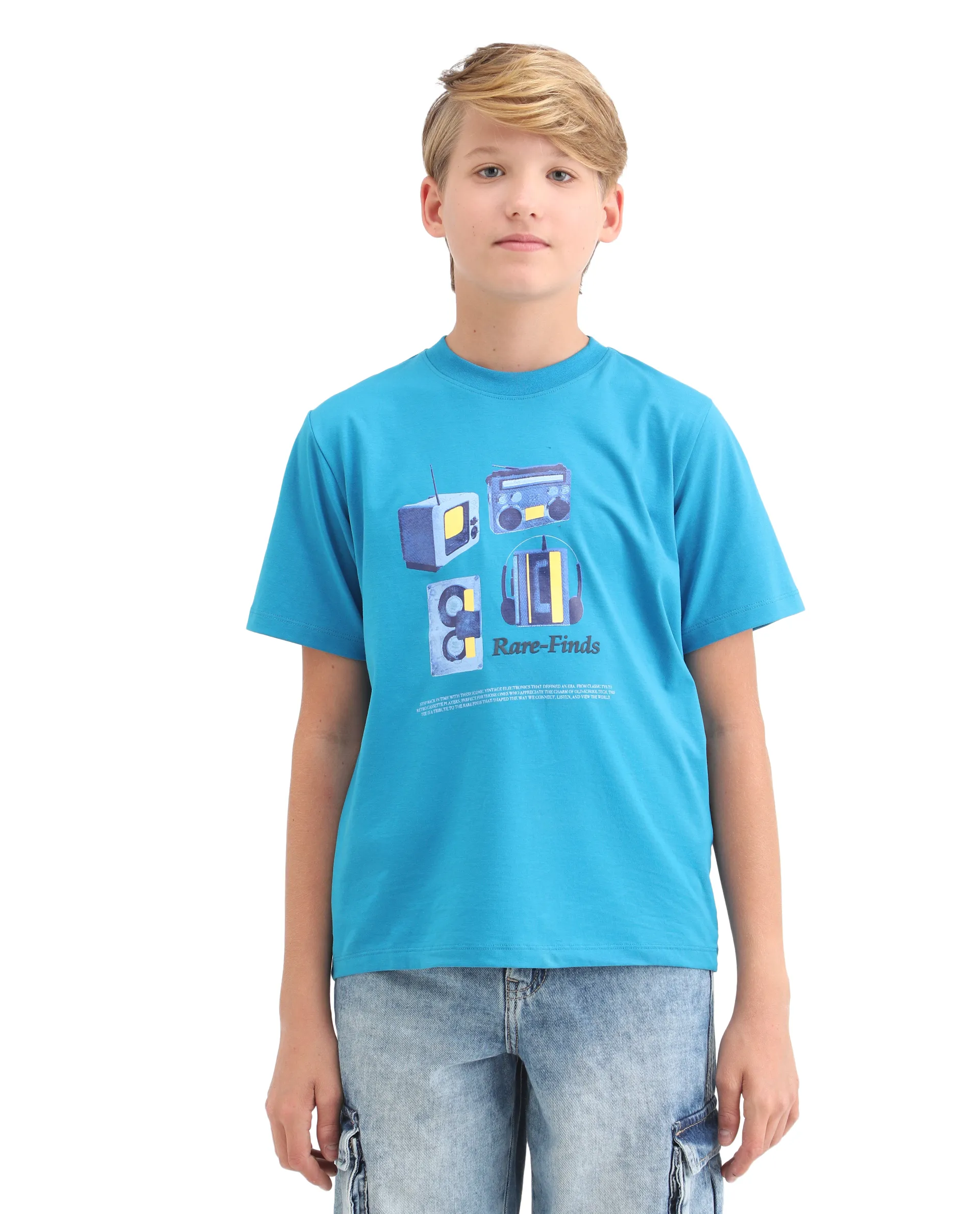 Rare Ones Kids Milo Blue Cotton Blend Short Sleeve Crew Neck Print T-Shirt - Image 3