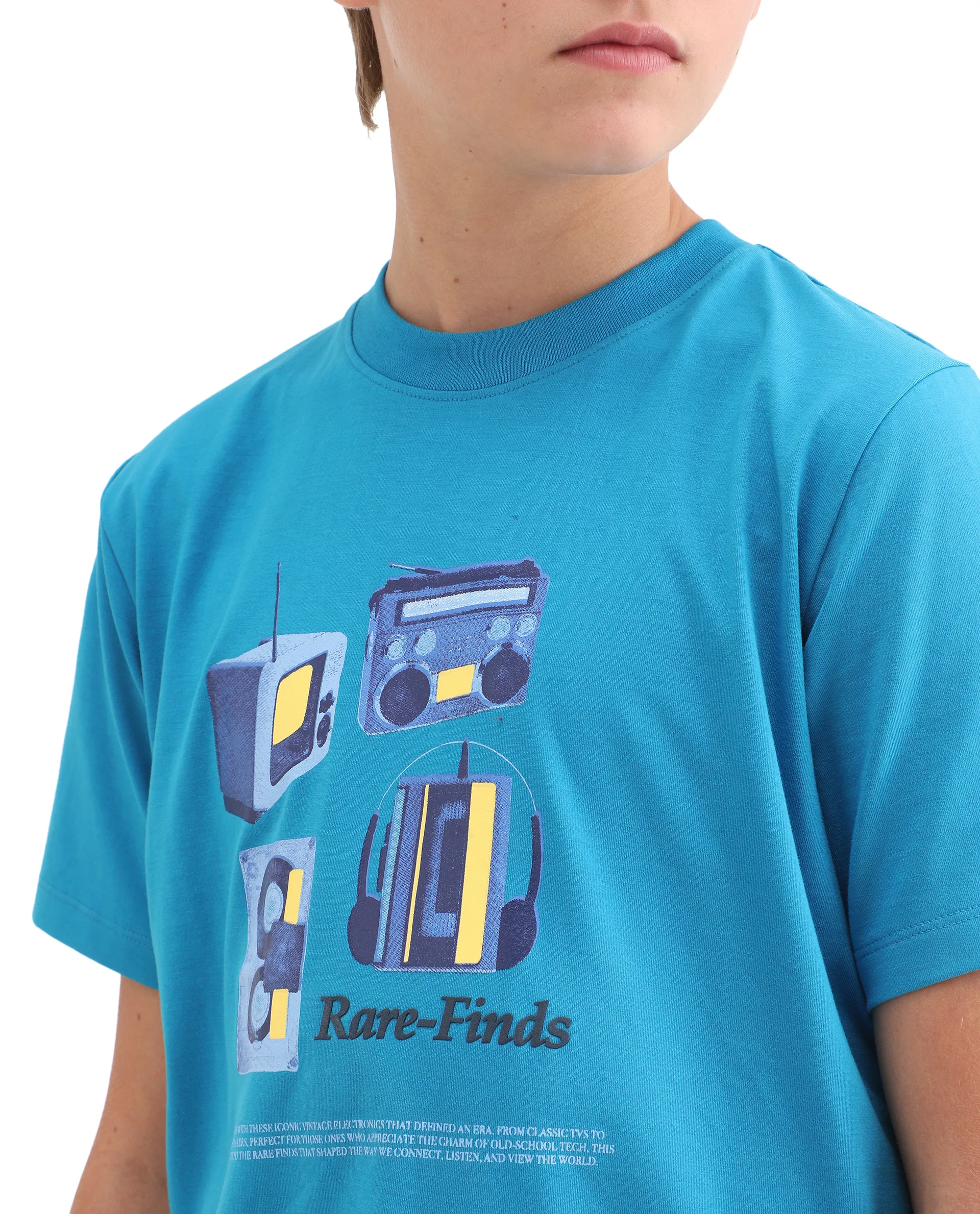 Rare Ones Kids Milo Blue Cotton Blend Short Sleeve Crew Neck Print T-Shirt - Image 4