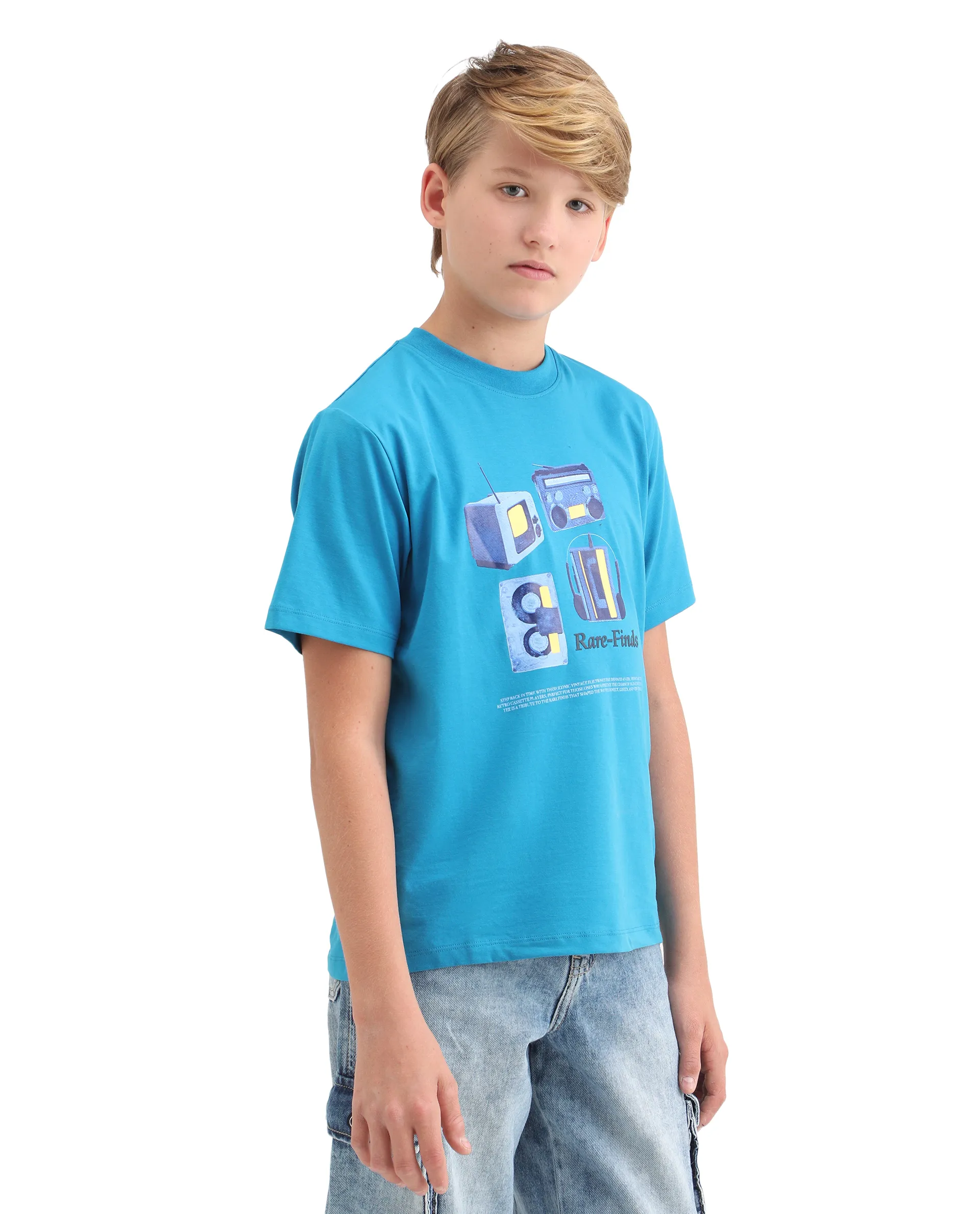 Rare Ones Kids Milo Blue Cotton Blend Short Sleeve Crew Neck Print T-Shirt - Image 6
