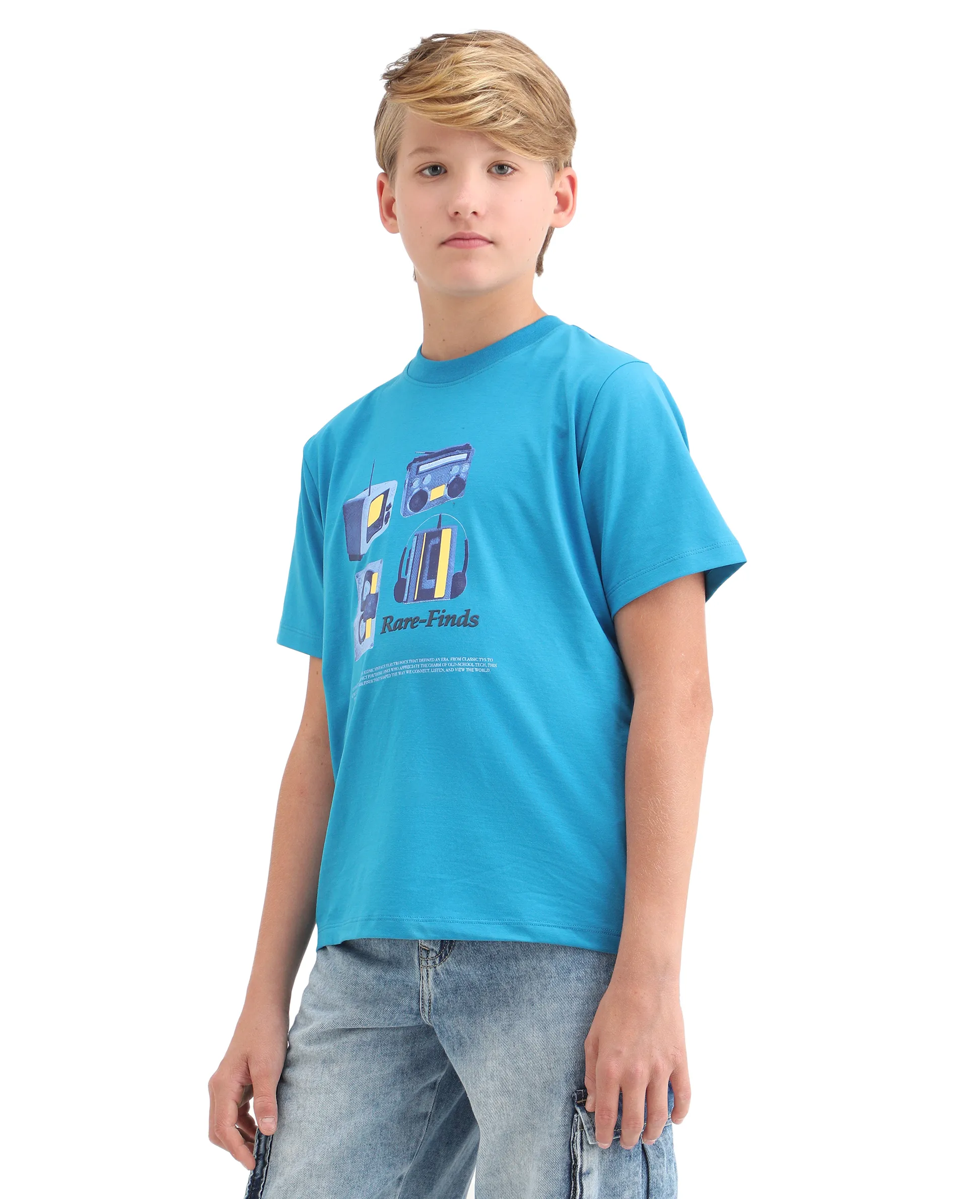 Rare Ones Kids Milo Blue Cotton Blend Short Sleeve Crew Neck Print T-Shirt - Image 7