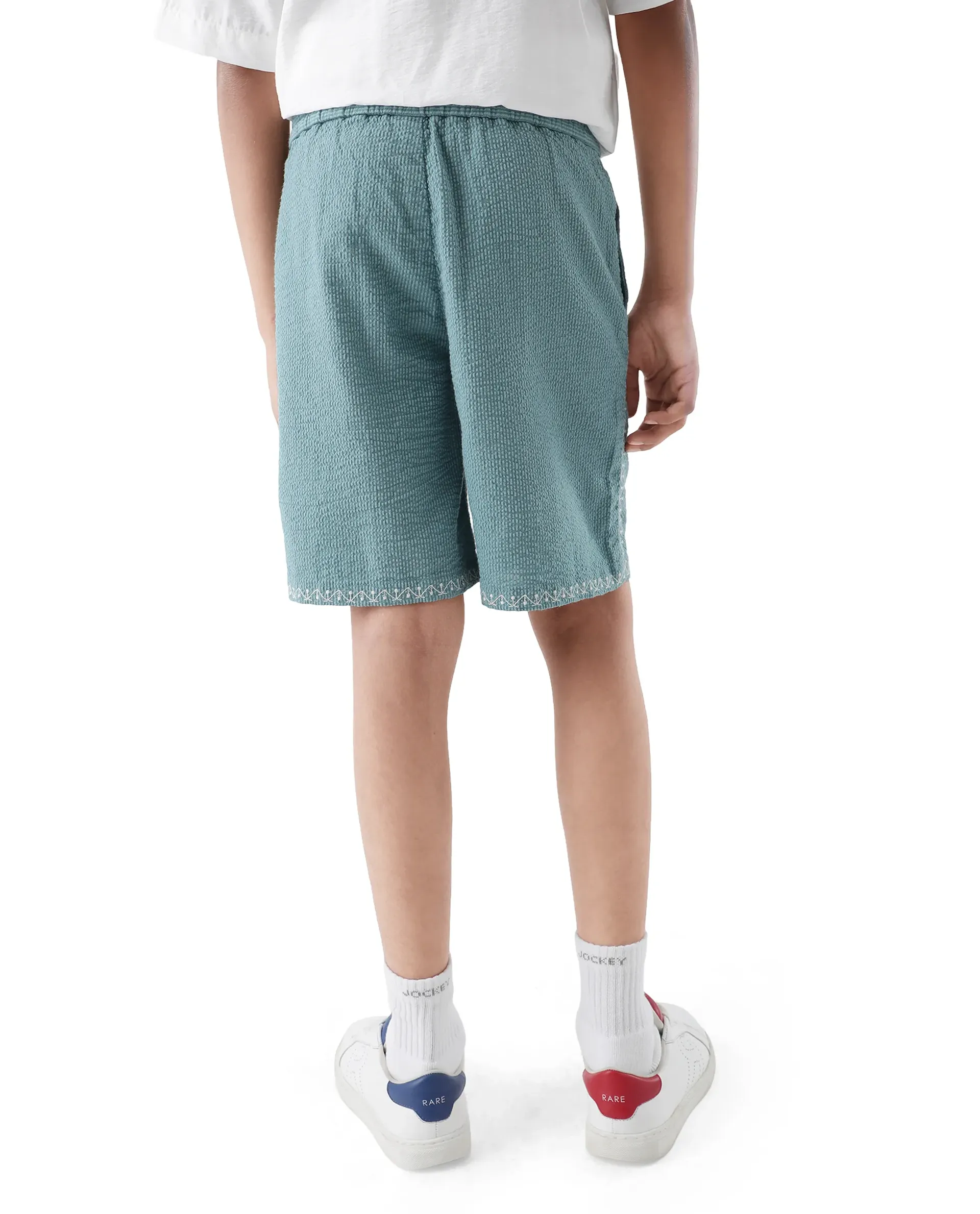 Rare Ones Kids Mixo-B Teal Cotton Fabric Drawstring Closure Regular Fit Shorts - Image 7