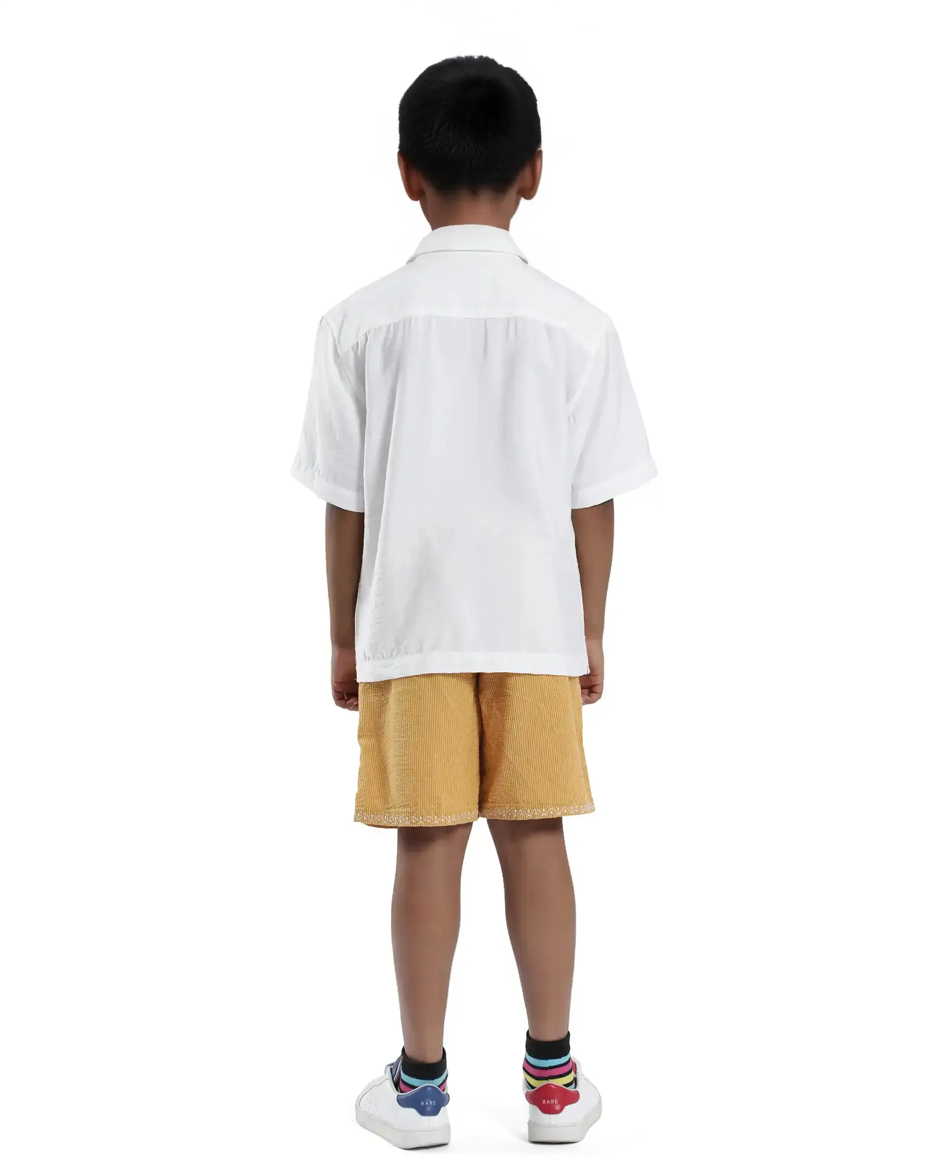 Rare Ones Kids Mixo-B Yellow Cotton Fabric Drawstring Closure Regular Fit Shorts - Image 6