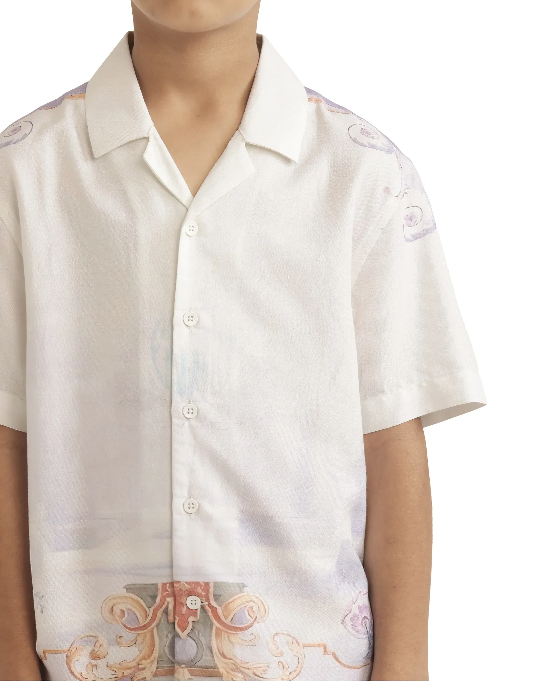Rare Ones Kids Mysk Off White Viscose Blend Printed Button Closure Regular Fit Shirt - Image 4