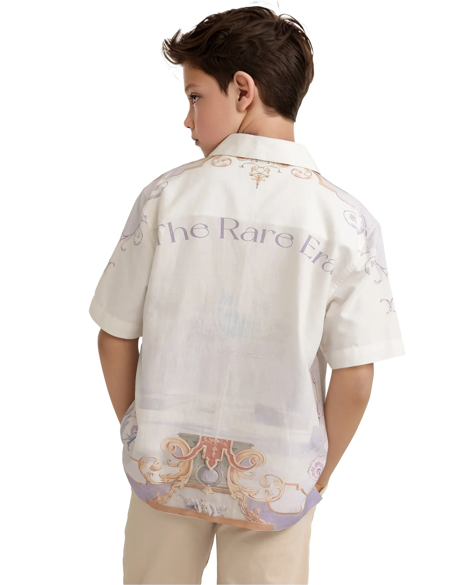 Rare Ones Kids Mysk Off White Viscose Blend Printed Button Closure Regular Fit Shirt - Image 7