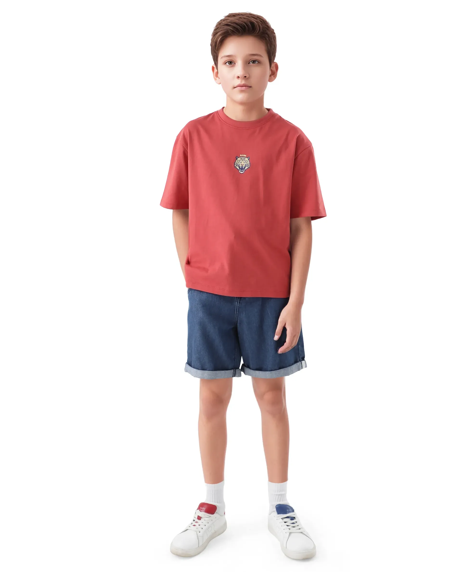 Rare Ones Kids Nate-T Dusky Red Cotton Printed Slip-On Oversized Fit T-Shirt - Image 2