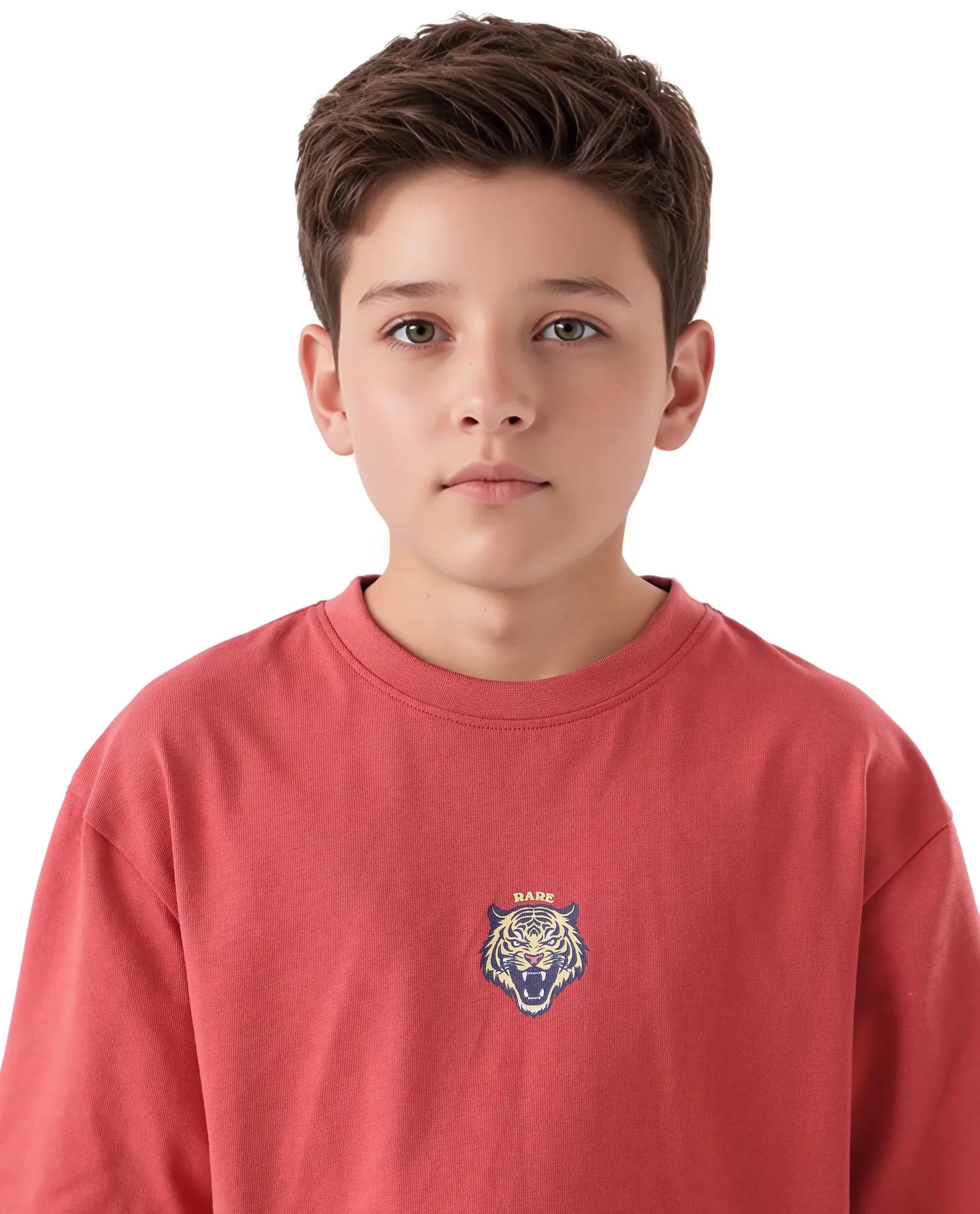 Rare Ones Kids Nate-T Dusky Red Cotton Printed Slip-On Oversized Fit T-Shirt - Image 4