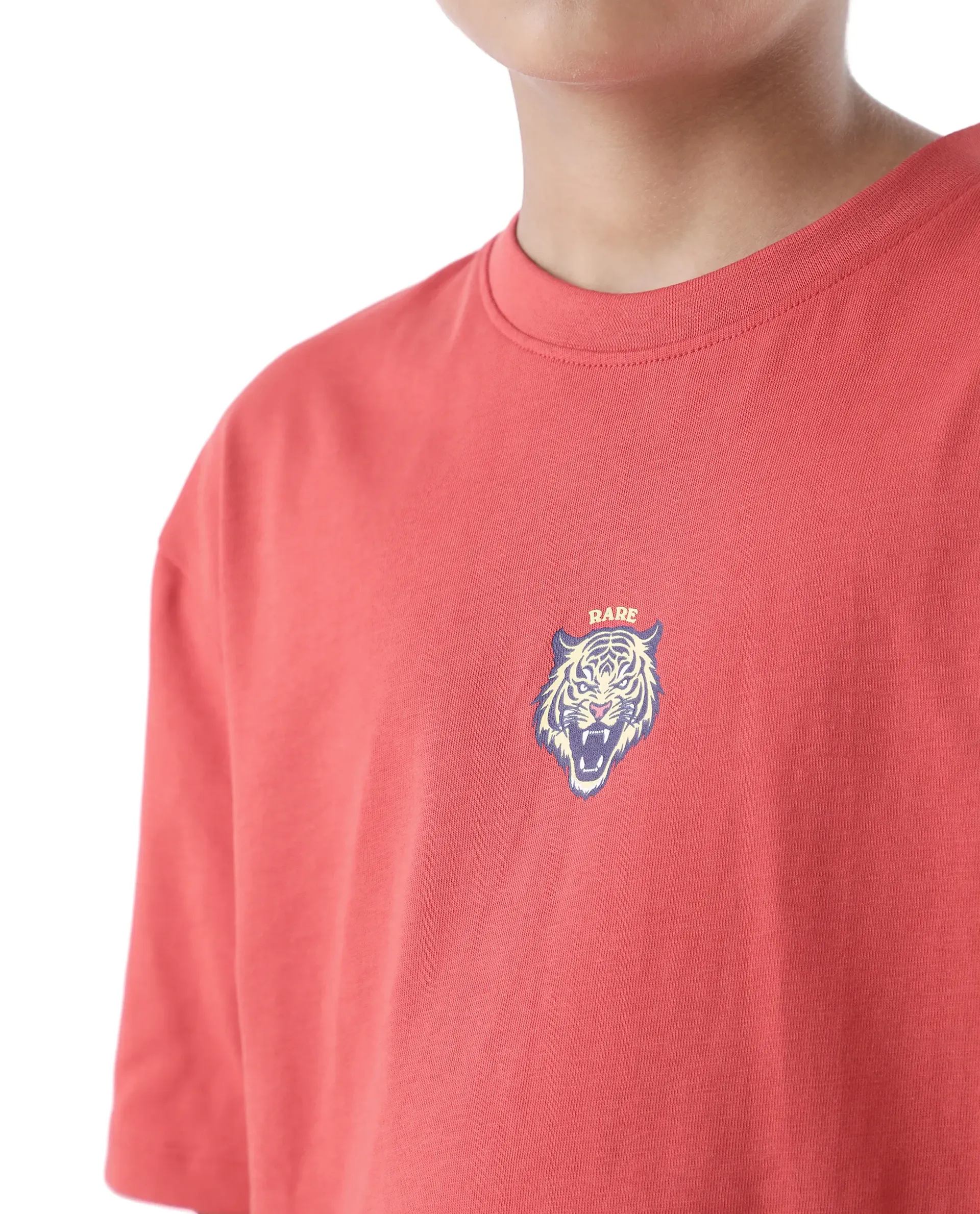 Rare Ones Kids Nate-T Dusky Red Cotton Printed Slip-On Oversized Fit T-Shirt - Image 5