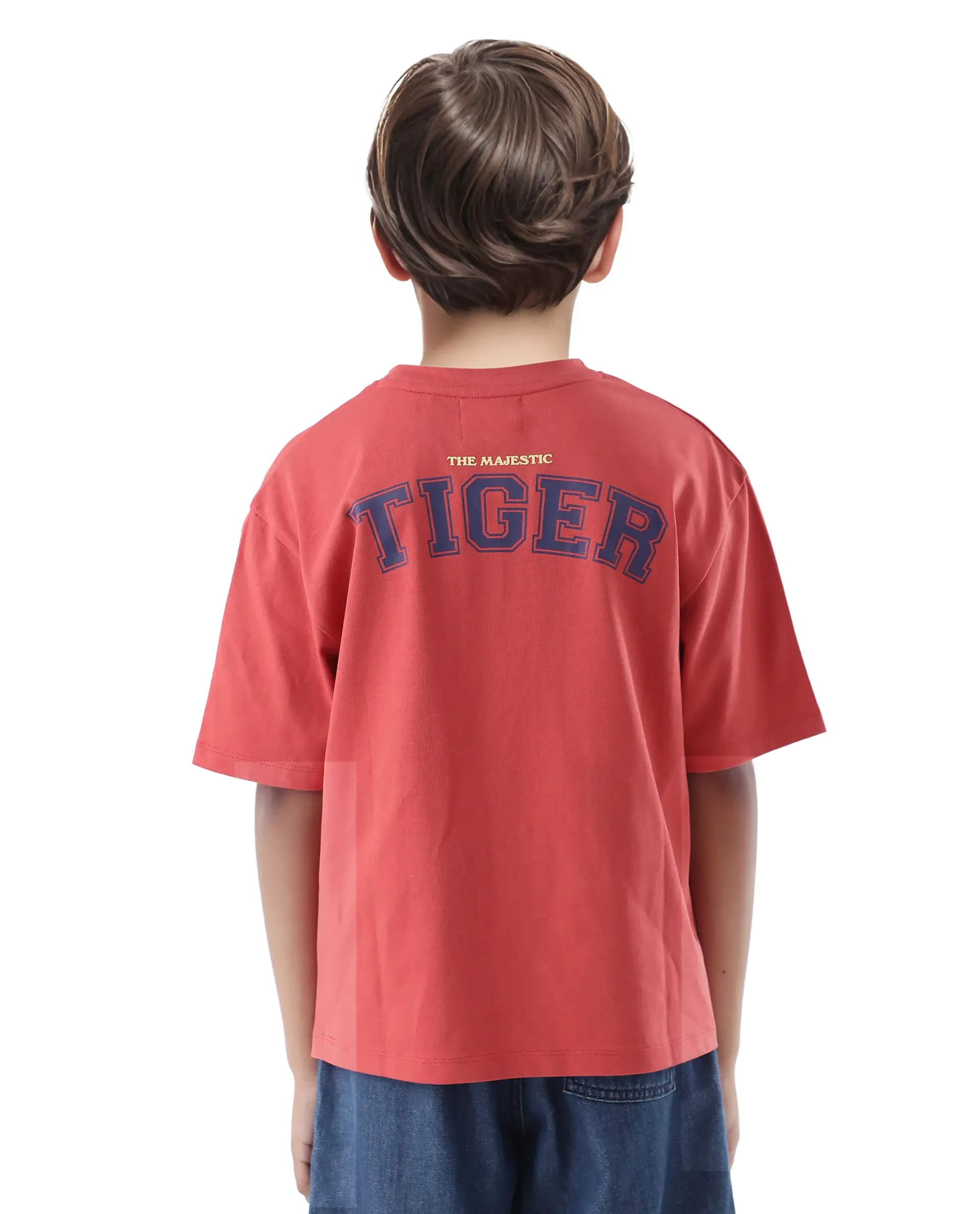 Rare Ones Kids Nate-T Dusky Red Cotton Printed Slip-On Oversized Fit T-Shirt - Image 8