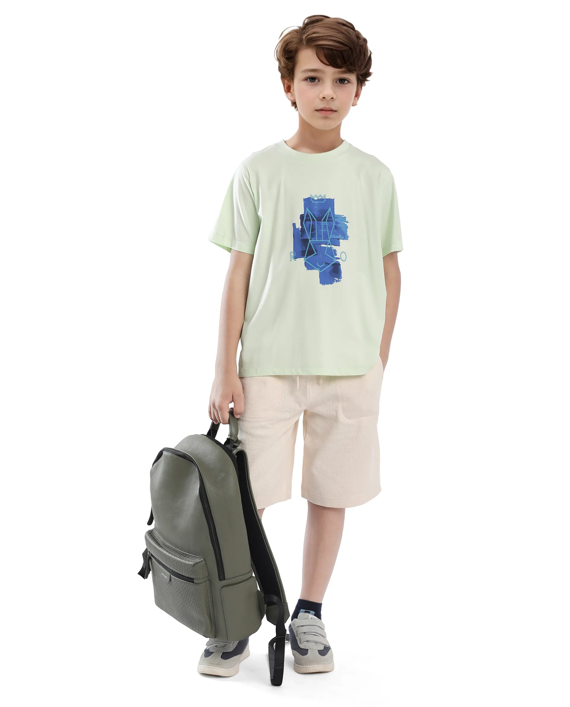 Rare Ones Kids Nemo Light Green Cotton Blend Short Sleeve Crew Neck Print T-Shirt - Image 2