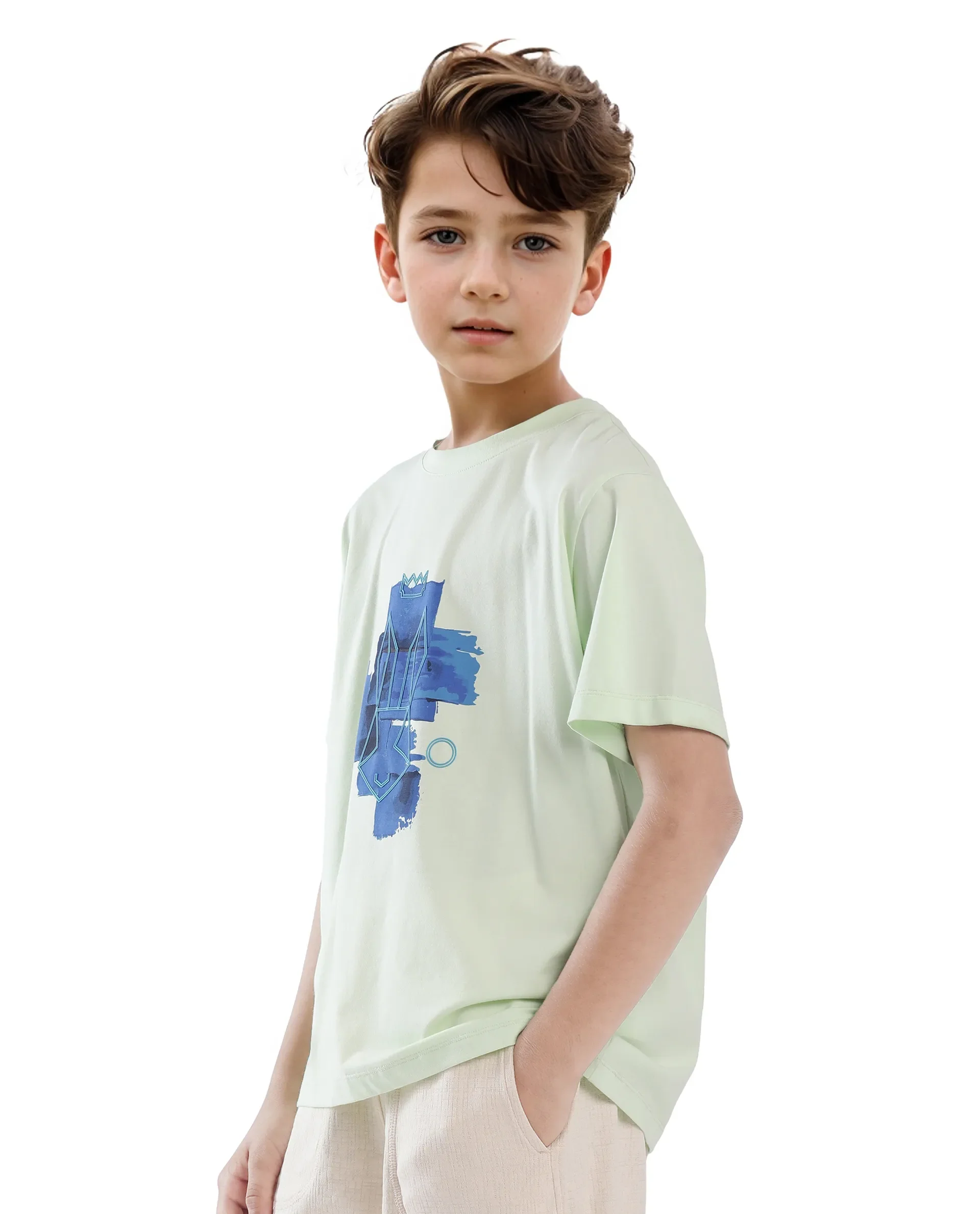 Rare Ones Kids Nemo Light Green Cotton Blend Short Sleeve Crew Neck Print T-Shirt - Image 7