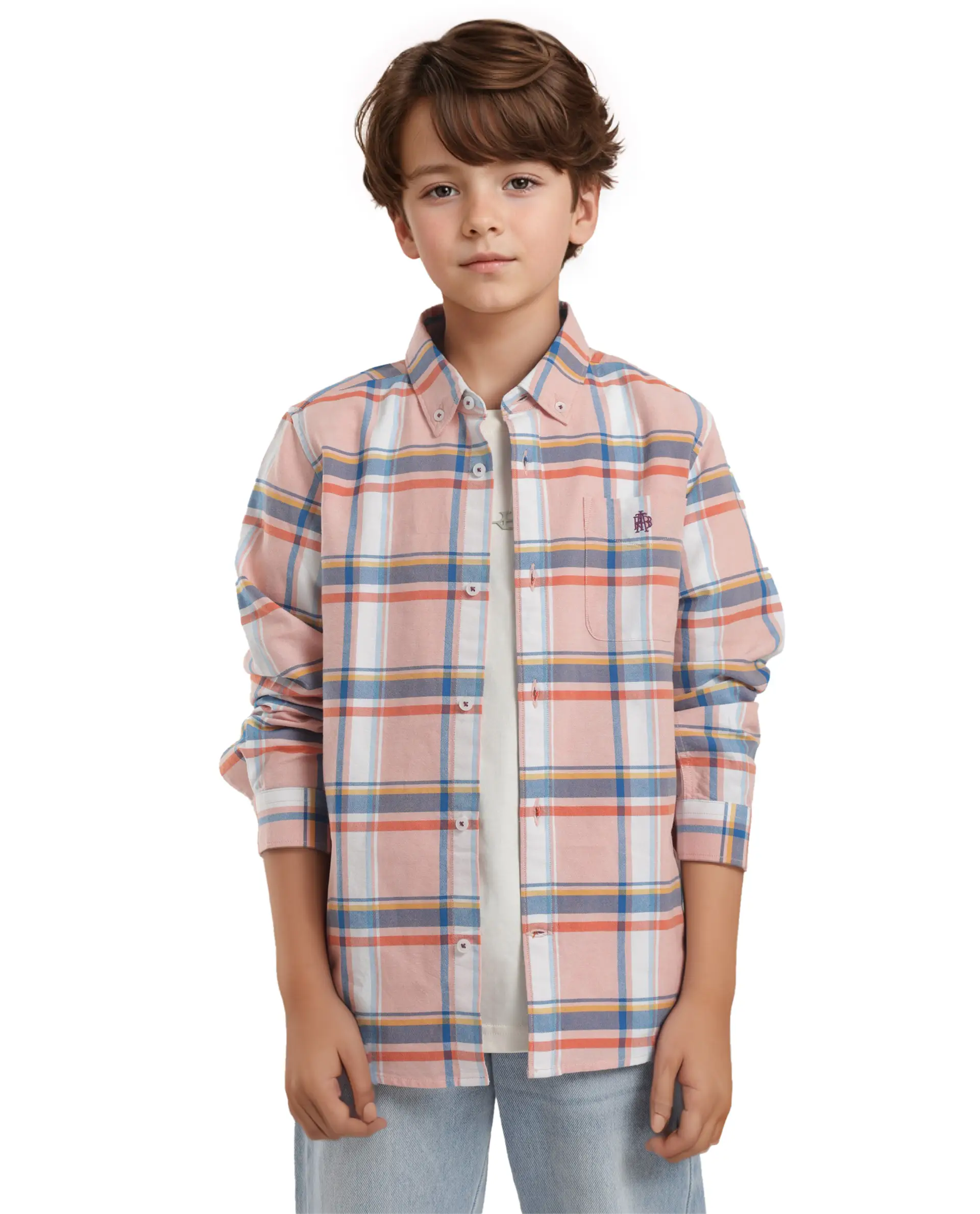 Rare Ones Kids Nes Pink Cotton Full Sleeves Button Down Regular Fit Checked Shirt - Image 5
