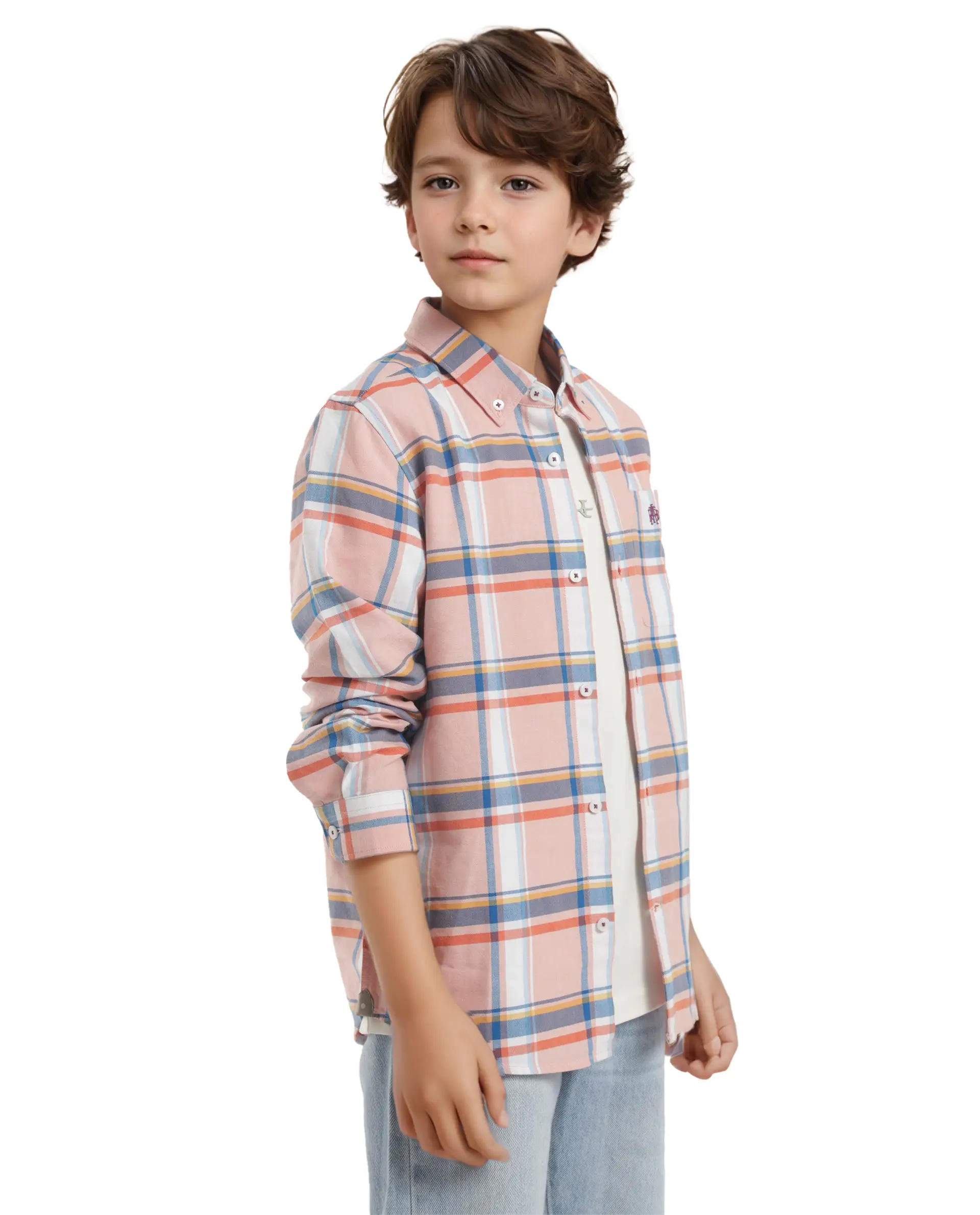 Rare Ones Kids Nes Pink Cotton Full Sleeves Button Down Regular Fit Checked Shirt - Image 6