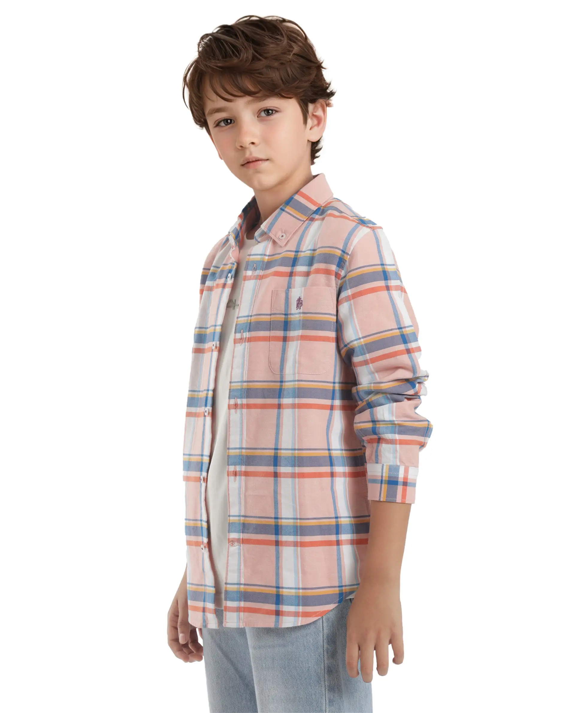 Rare Ones Kids Nes Pink Cotton Full Sleeves Button Down Regular Fit Checked Shirt - Image 7