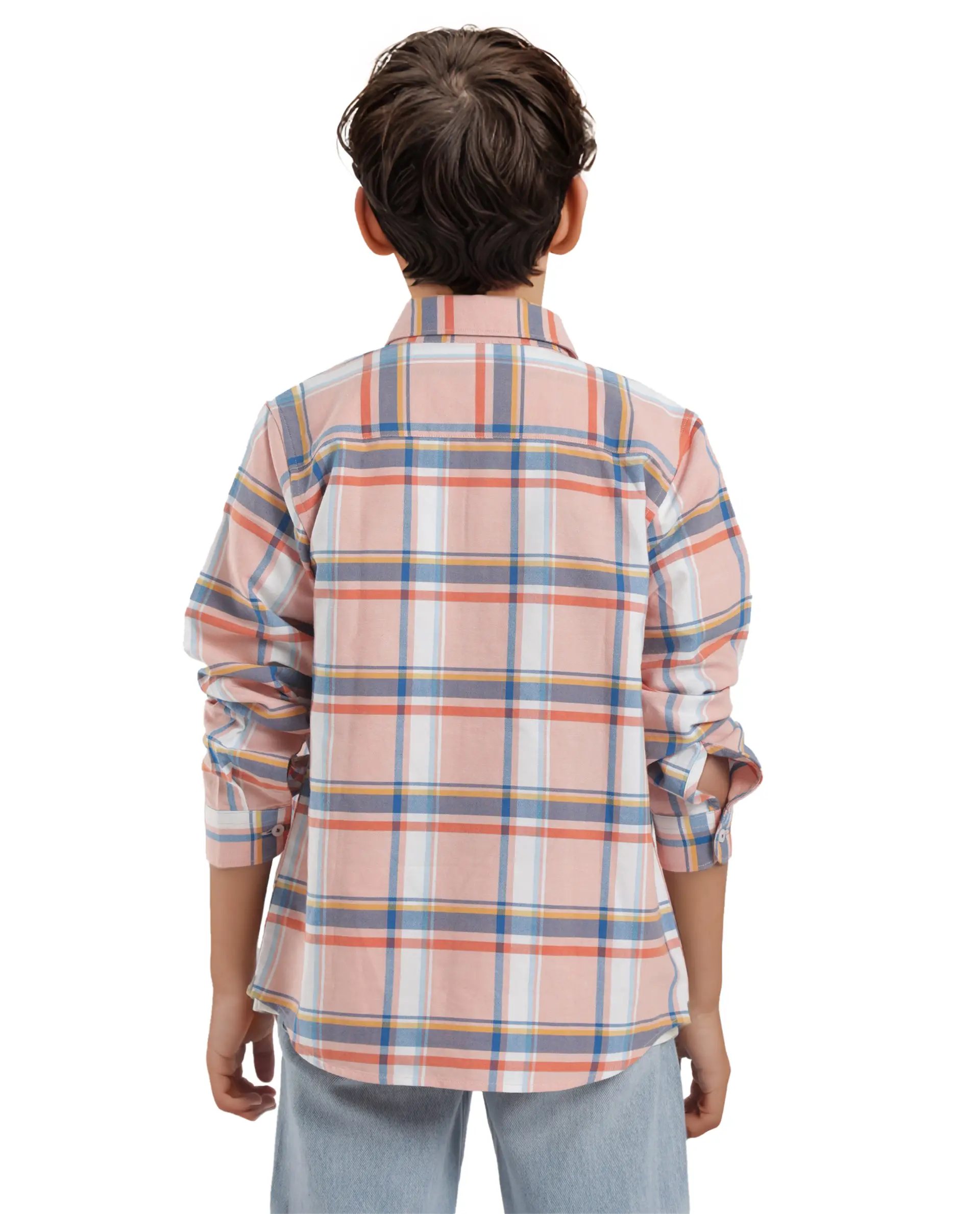 Rare Ones Kids Nes Pink Cotton Full Sleeves Button Down Regular Fit Checked Shirt - Image 8