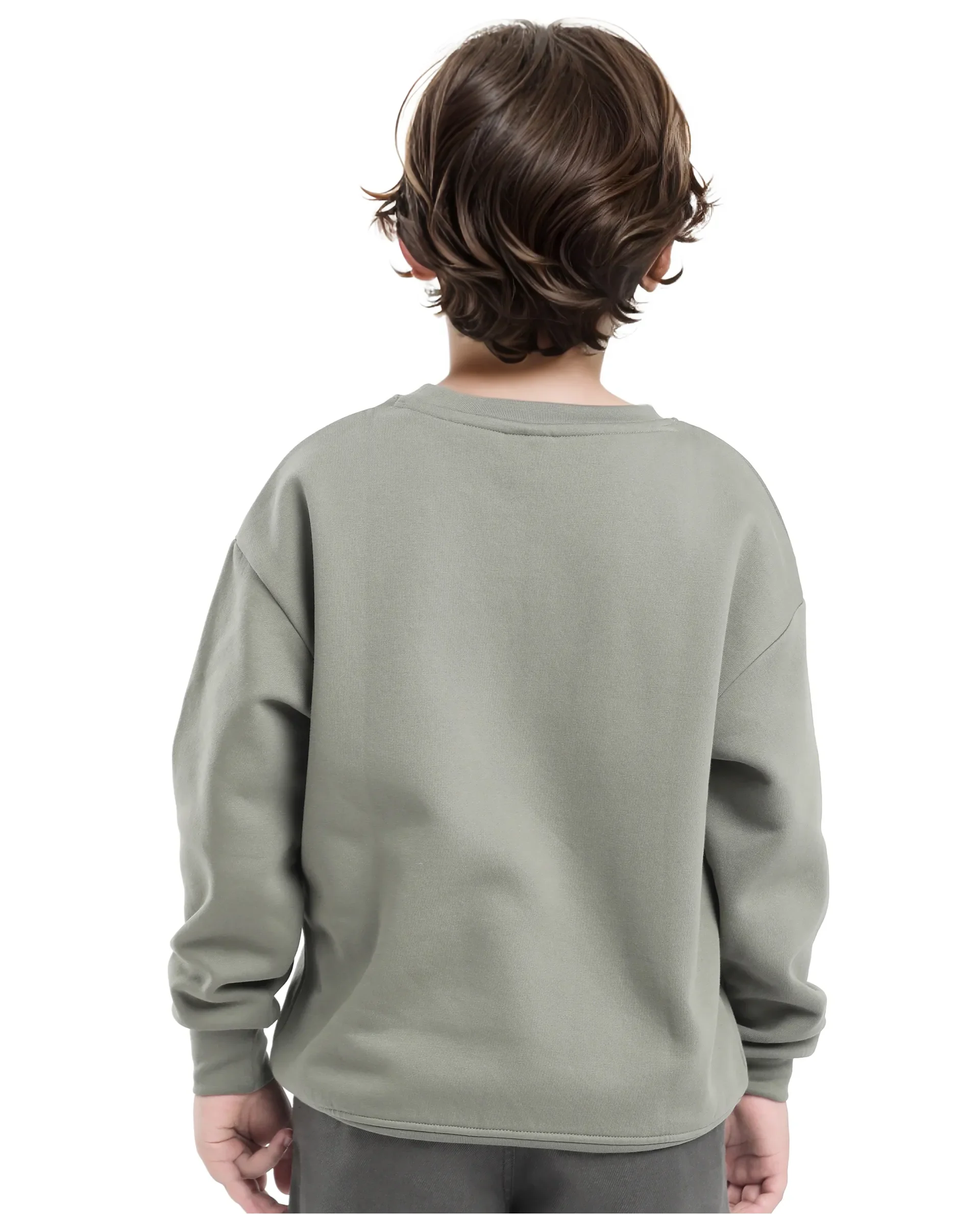 Rare Ones Kids Niret Dusky Green Cotton Poly Full Sleeve Embroidered Sweatshirt - Image 8