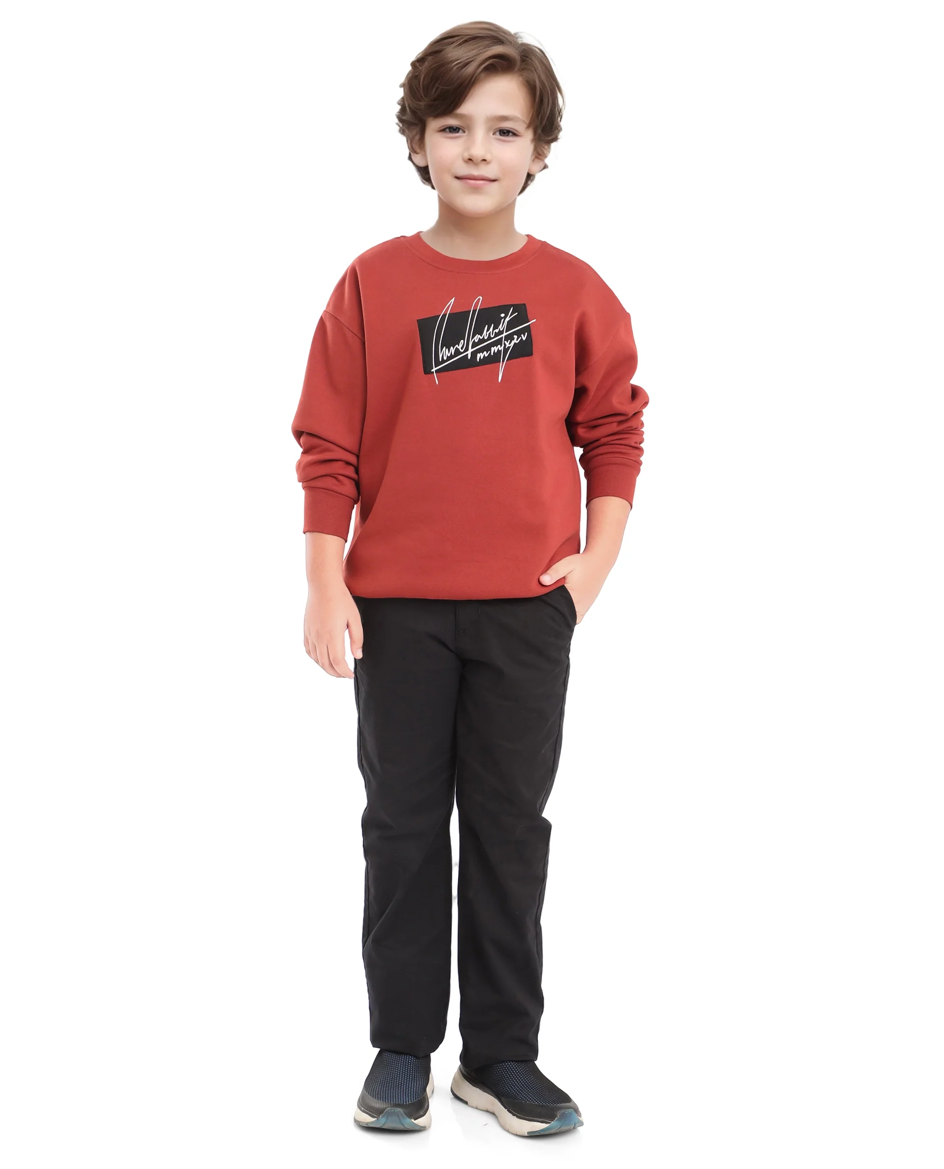 Rare Ones Kids Niret Rust Cotton Poly Full Sleeve Embroidered Sweatshirt - Image 2