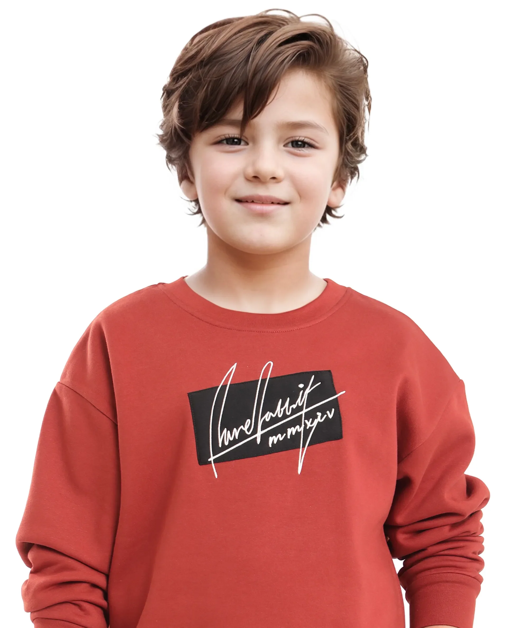 Rare Ones Kids Niret Rust Cotton Poly Full Sleeve Embroidered Sweatshirt - Image 3