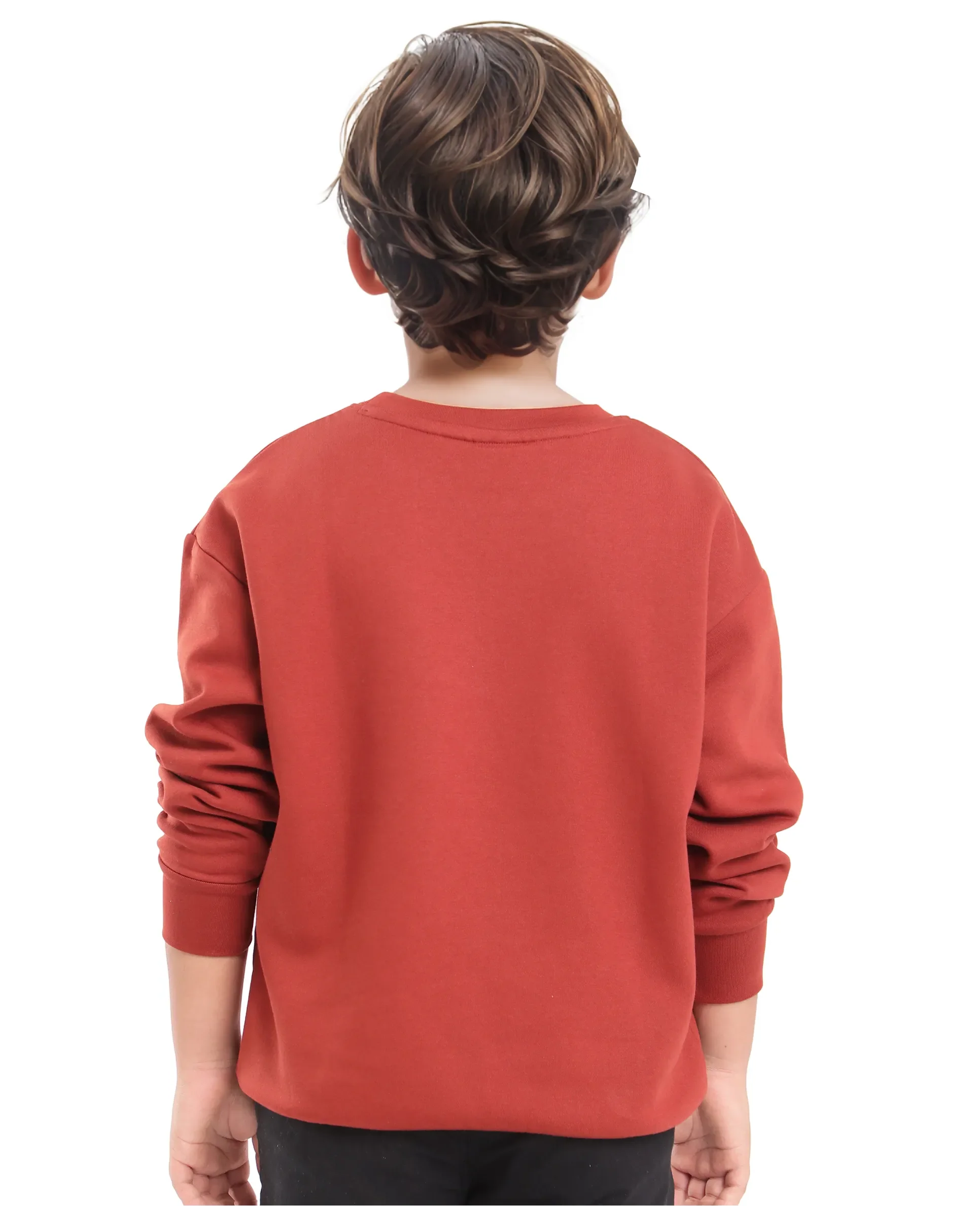 Rare Ones Kids Niret Rust Cotton Poly Full Sleeve Embroidered Sweatshirt - Image 8