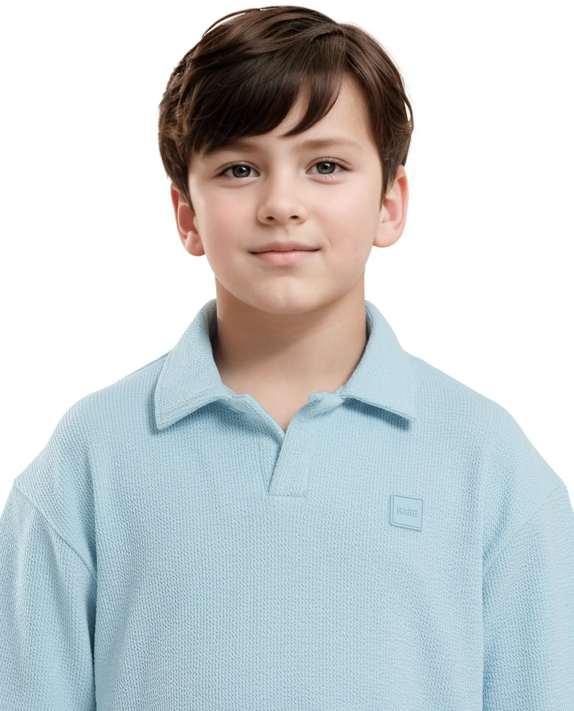 Rare Ones Kids Nisk Pastel Blue Polyester Blend Short Sleeve Polo Collar Solid Polo - Image 3