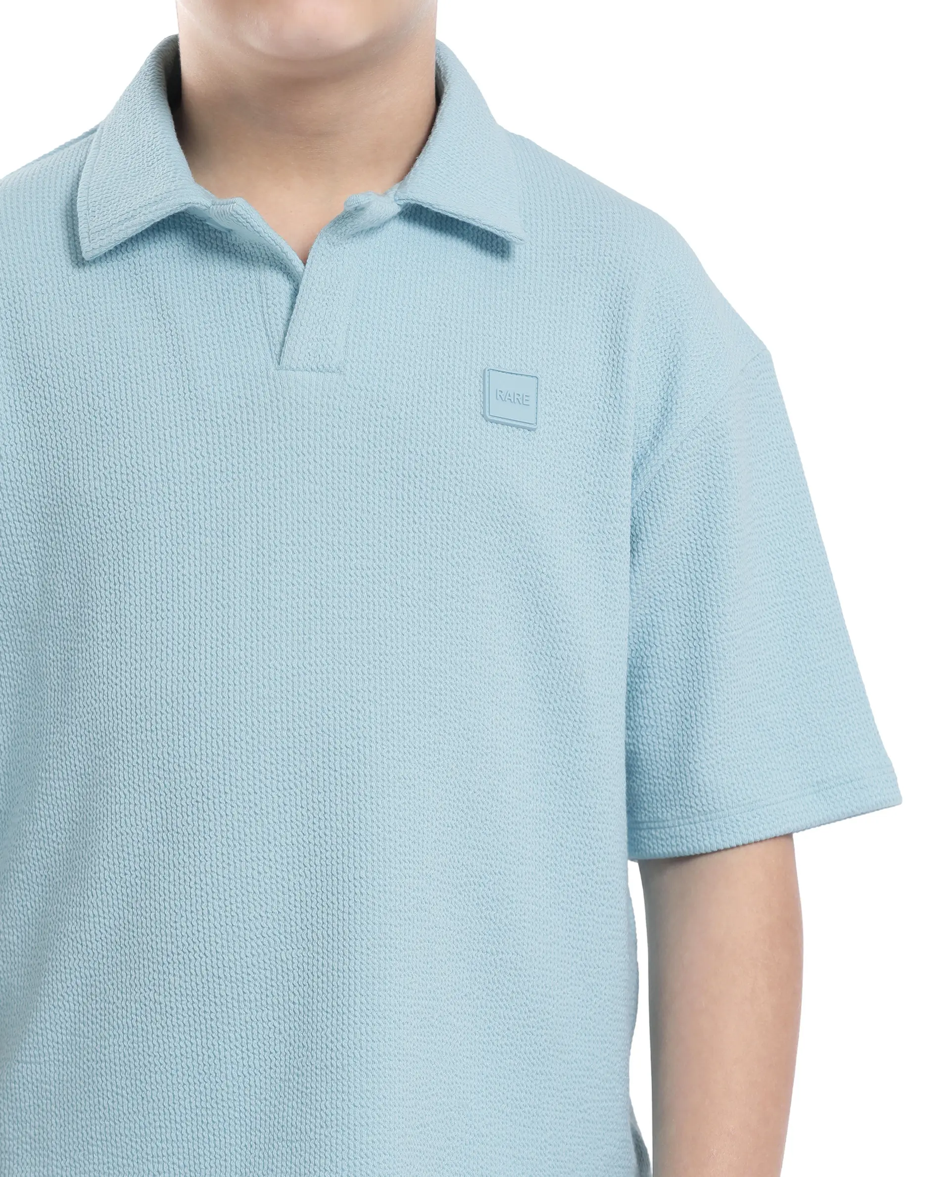 Rare Ones Kids Nisk Pastel Blue Polyester Blend Short Sleeve Polo Collar Solid Polo - Image 4