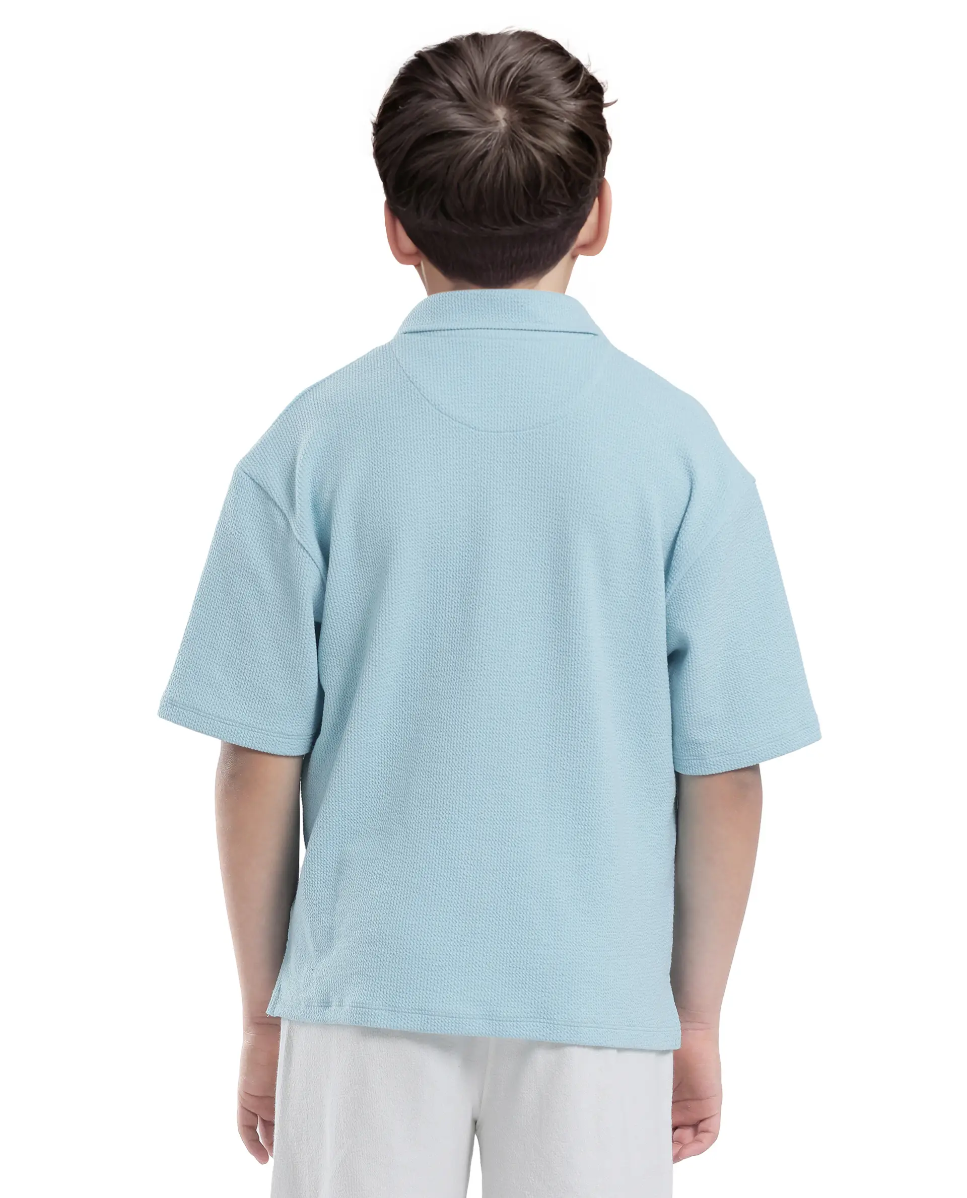 Rare Ones Kids Nisk Pastel Blue Polyester Blend Short Sleeve Polo Collar Solid Polo - Image 8