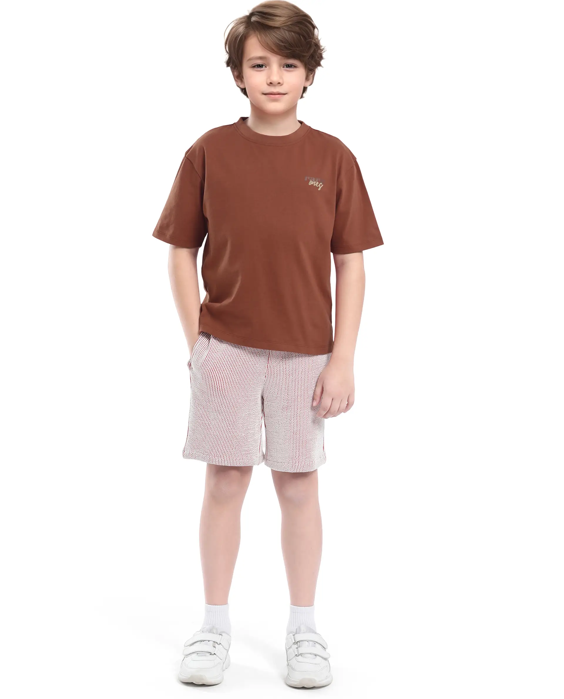 Rare Ones Kids Nolan Rust Cotton Printed Slip-On Oversized Fit T-Shirt - Image 2