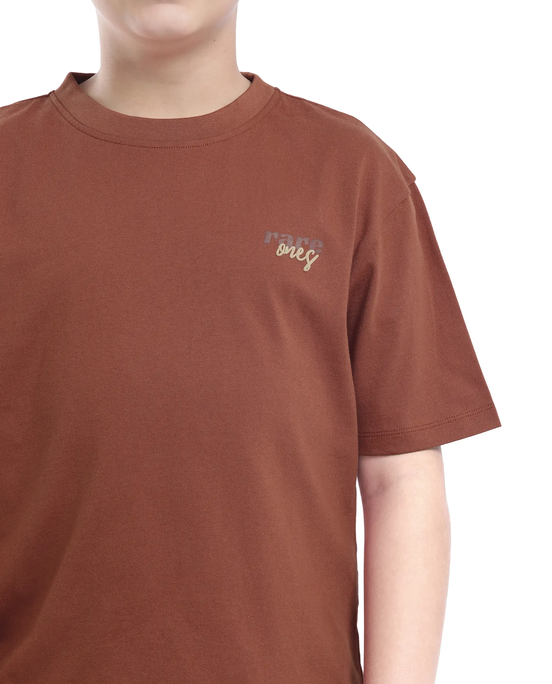 Rare Ones Kids Nolan Rust Cotton Printed Slip-On Oversized Fit T-Shirt - Image 4